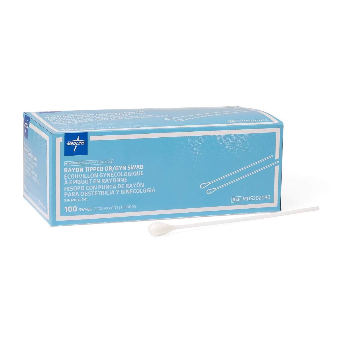Medline Non-sterile OB/GYN Swabs, Rayon Tipped, for Medicine Application, Hard to Reach Spots (Pack of 100)
