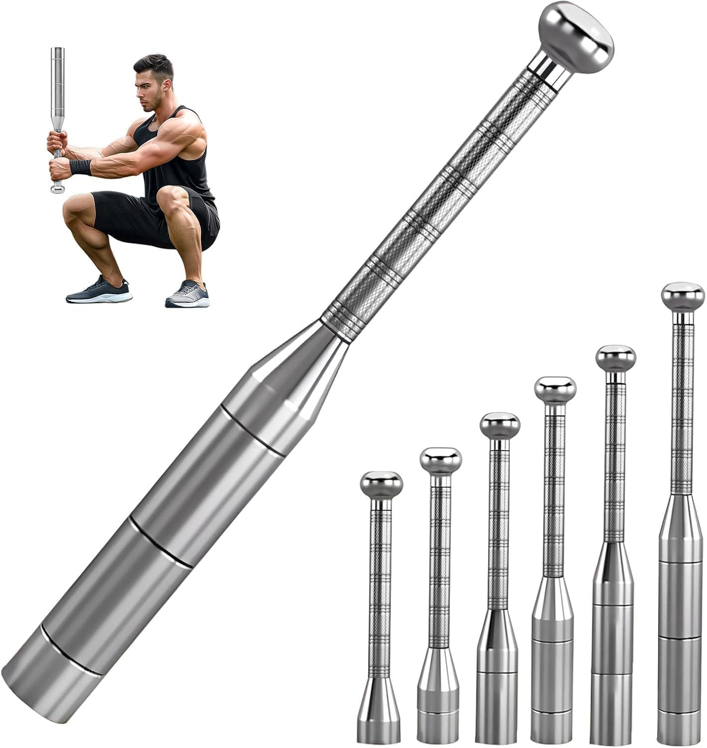 Adjustable Macebell Clubbell for Strength Training, Premium Steel Indian Club for Full Body, Muscles, Shoulder, Grips & Forearms Workouts to Stretching