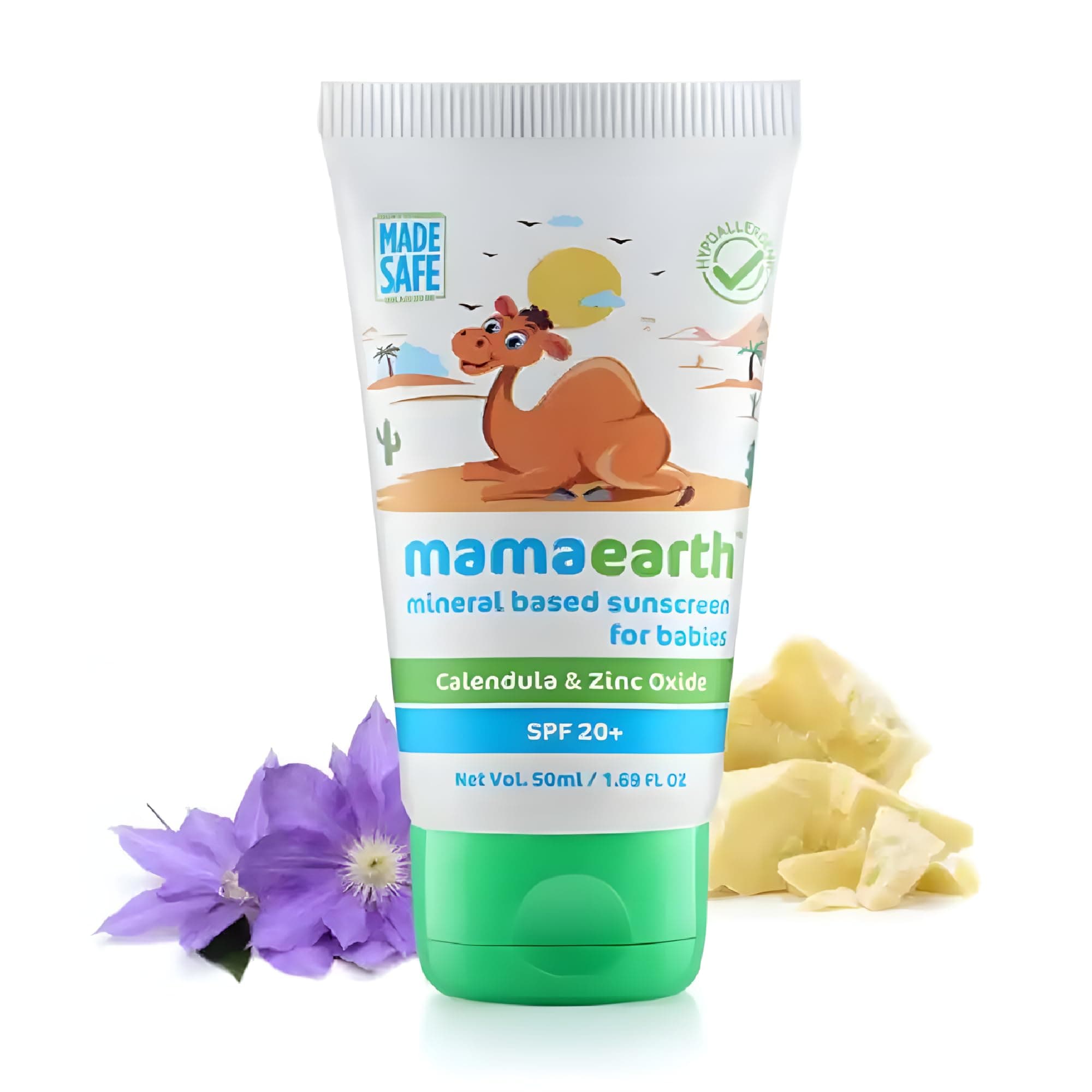 Mineral Based Sunscreen for Babies | With Calendula, Zinc Oxide & Cocoa Butter | SPF 20+ | Soothes, Nourishes & Protects Delicate Skin | Safe for 0+ Months | Toxin-Free | 50ml