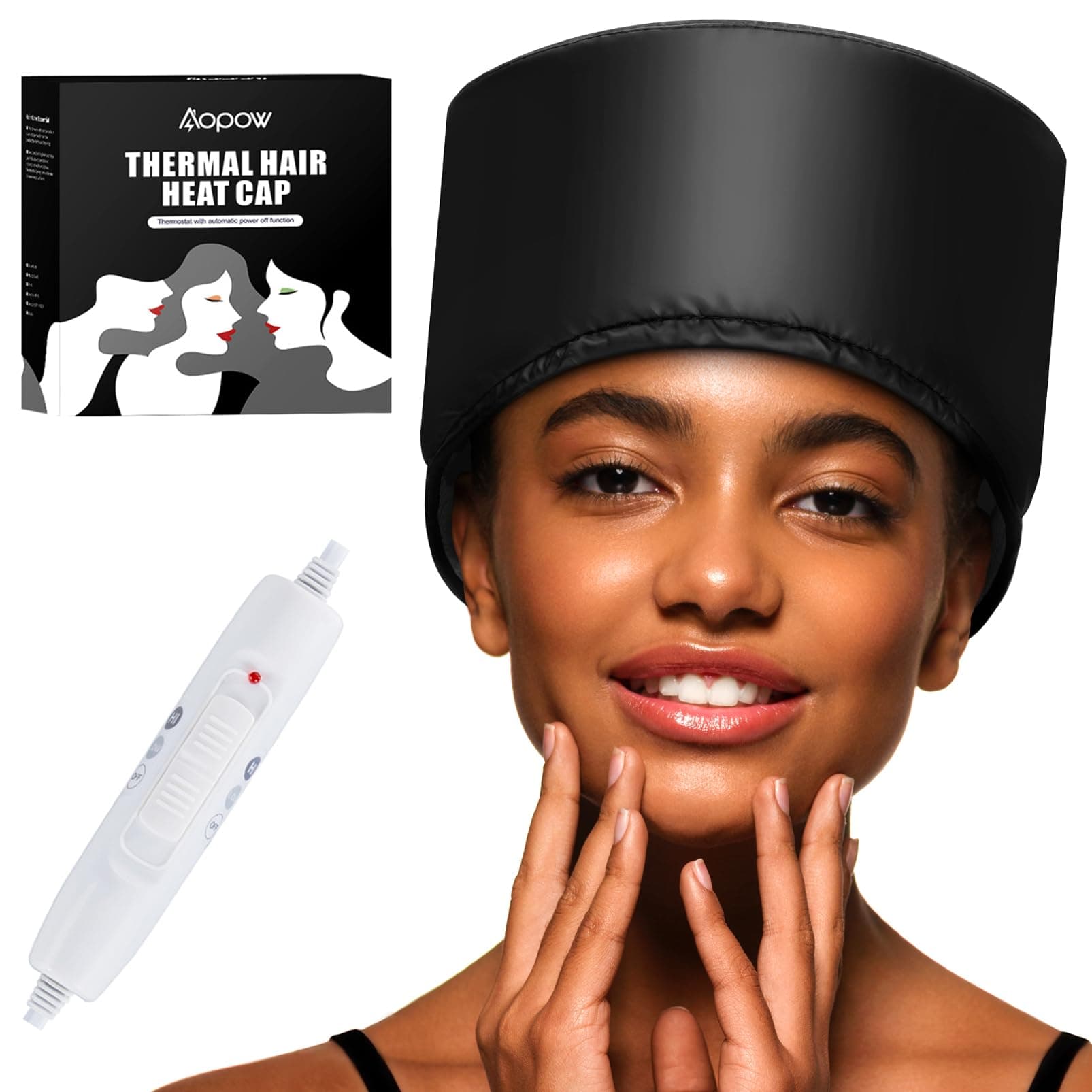 Hair Cap Treatment Steamer for Deep Conditioning - Thermal Hot Head Heat Hat Electric for Afro Hair Spa Care Home Use with 2 Mode/Black (UK Plug)