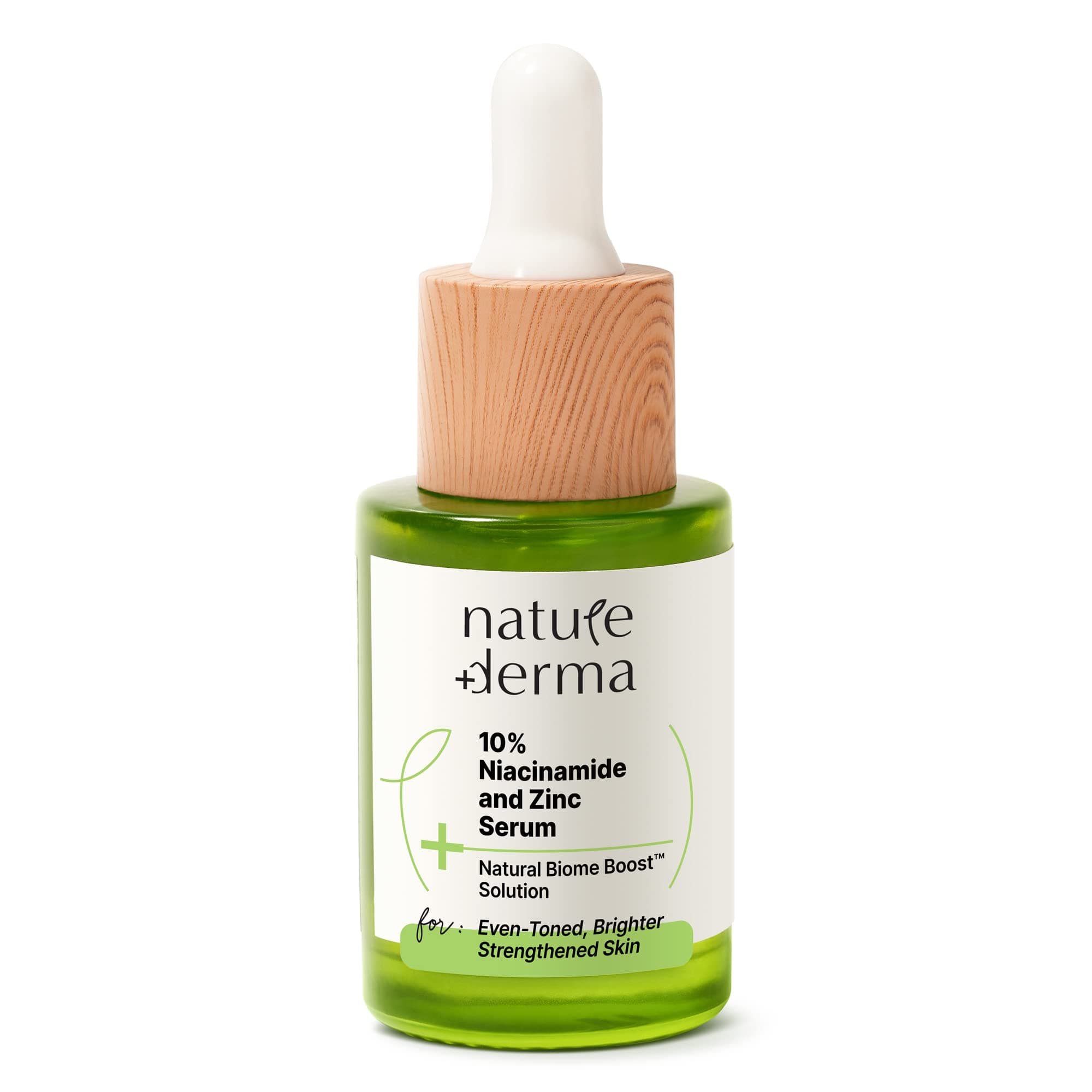 Nature Derma 10% Niacinamide & Zinc Serum with Natural Biome-Boost™ | Reduces Pores and Dark spots | Brighter, Even Toned and Strengthened Skin | 30ml | Dermatologically Tested