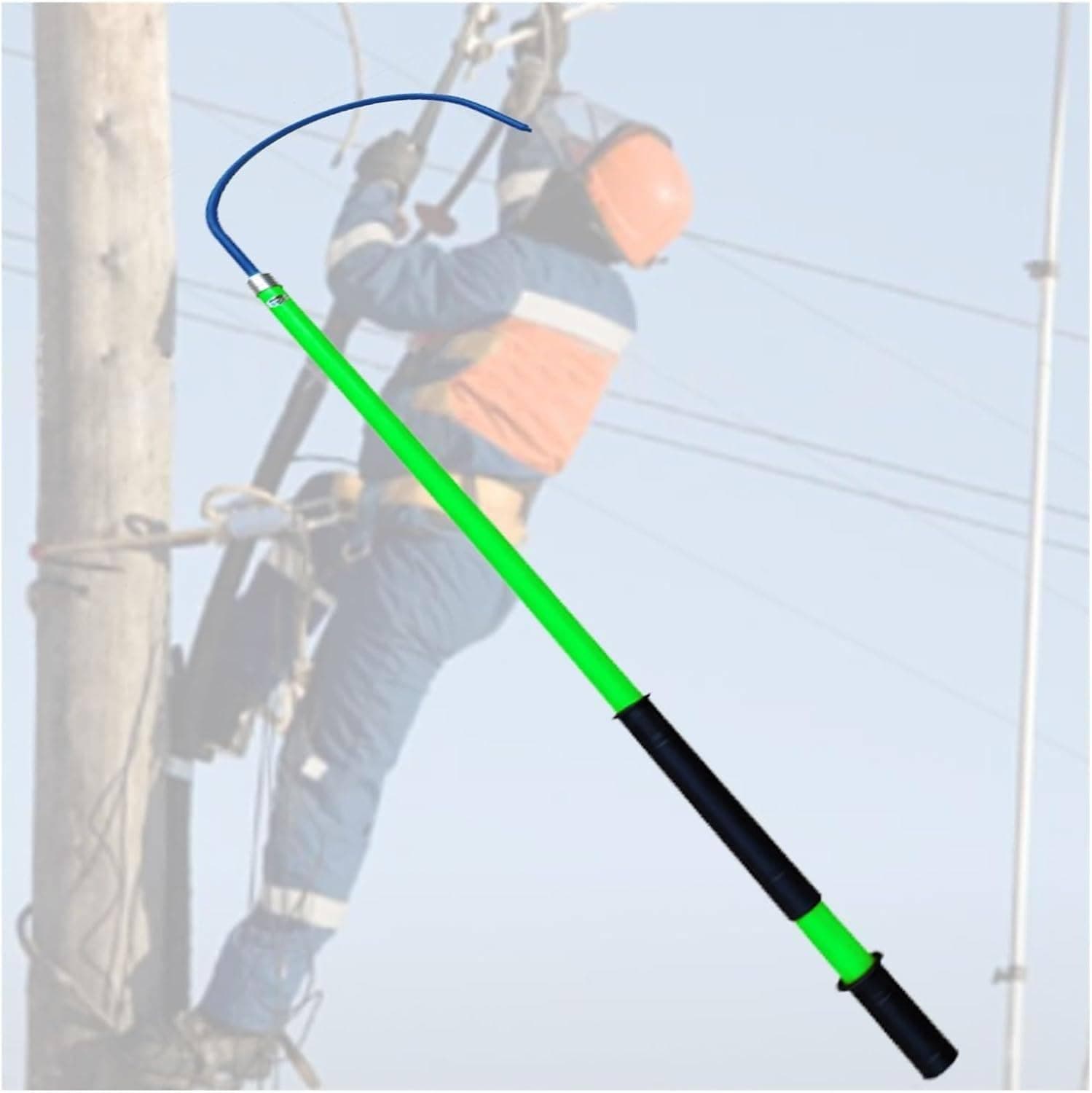 Electrical Safety Life-Saving Pole bar, Insulated Rescue Hook for High Voltage Electrical Work,Non-Conductive Body Pull Stick, Safety and Defense Tools for Emergency Care,Green-2m/6.5ft