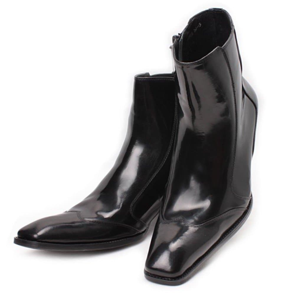 Mens Leather Square Toe Side Zipper Riding Motorcycle Ankle Boots Black Winter Shoes