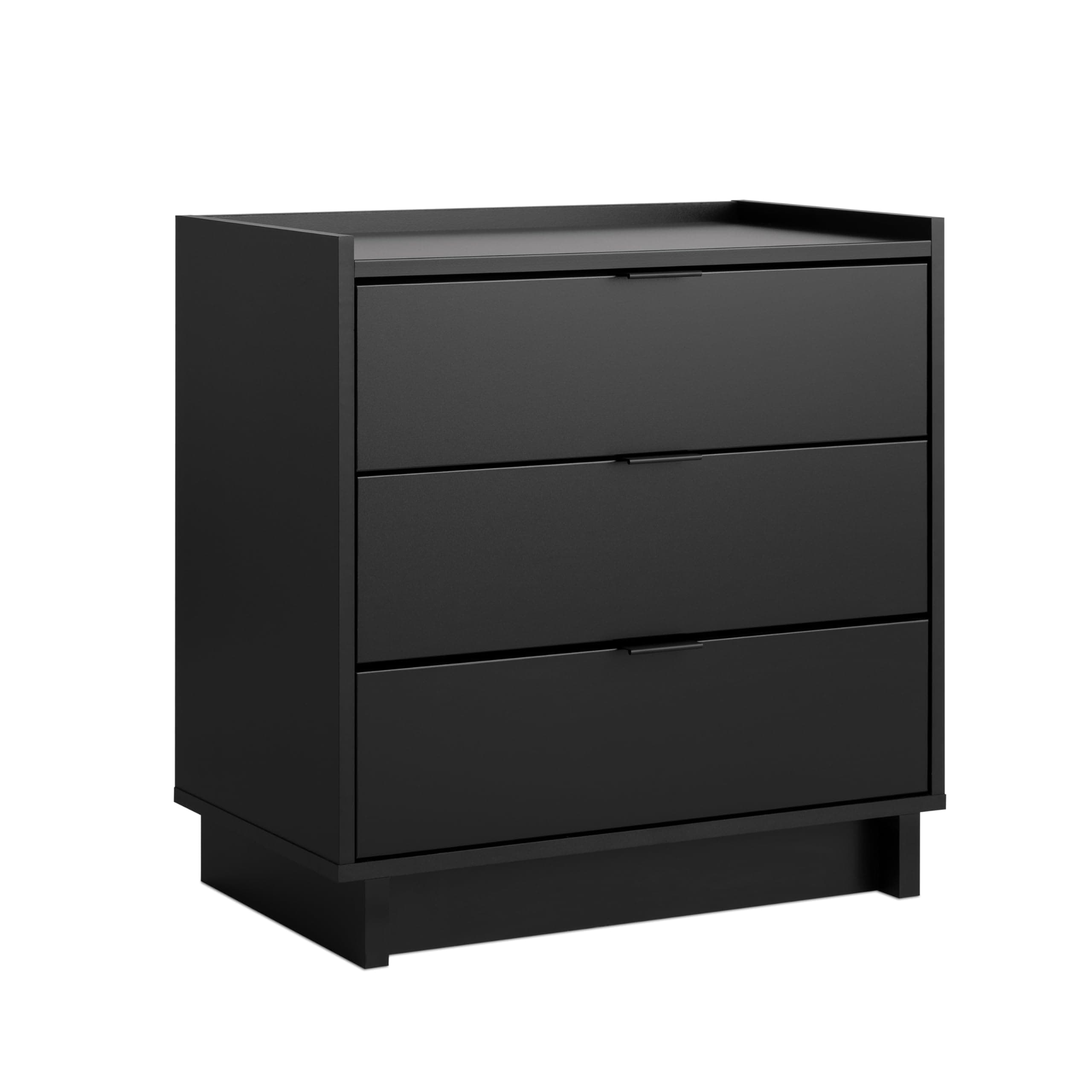 Simply Modern Nightstand Bedside Table, Black Nightstand for Bedroom, End Table with 3 Drawers 26.5" W x 26.75" H x 16" D
