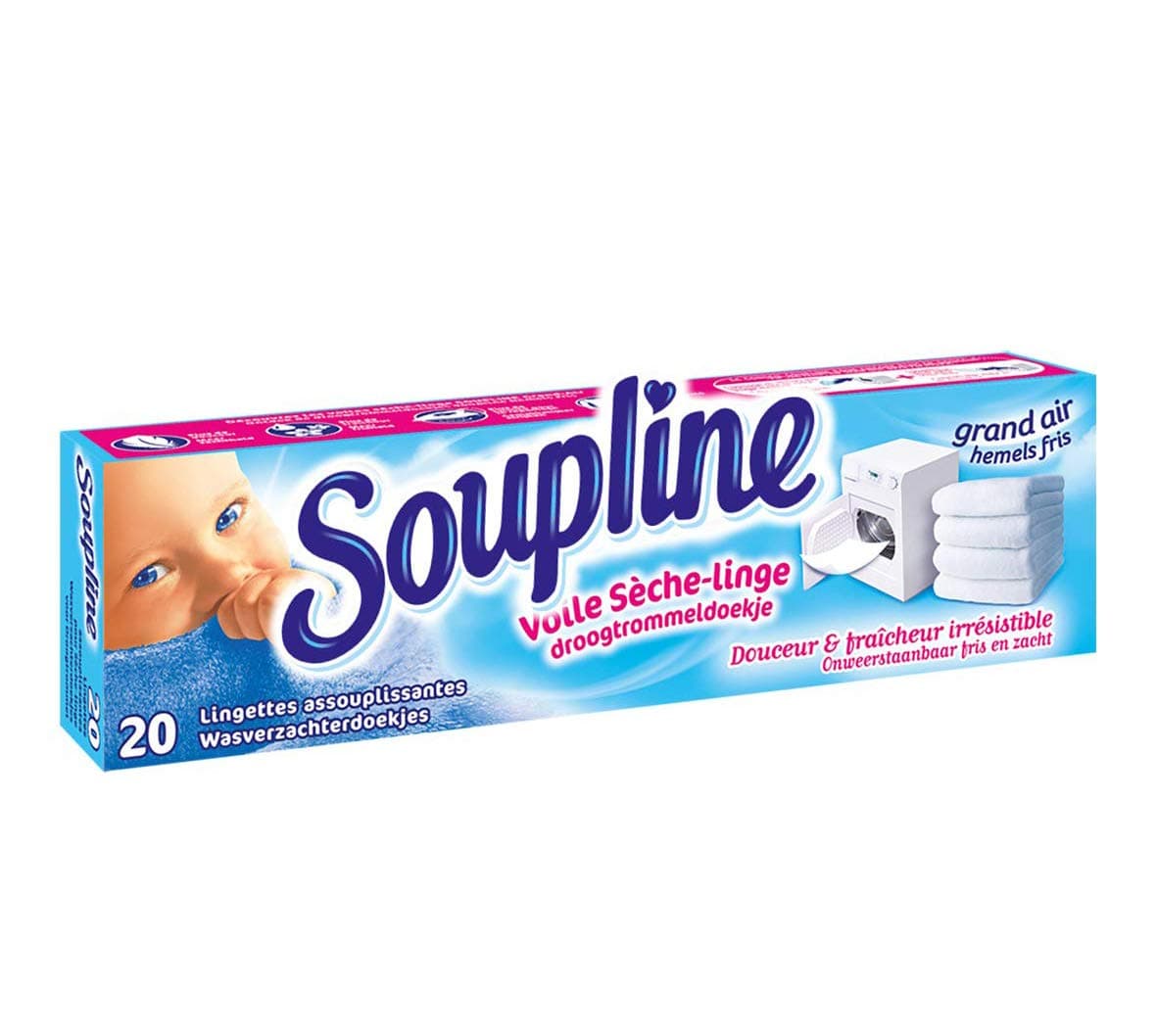 Soupline - Grand Air Freshness - Tumble Dryer Fabric Freshener Sheets - 20 Sheets - Pack of 4