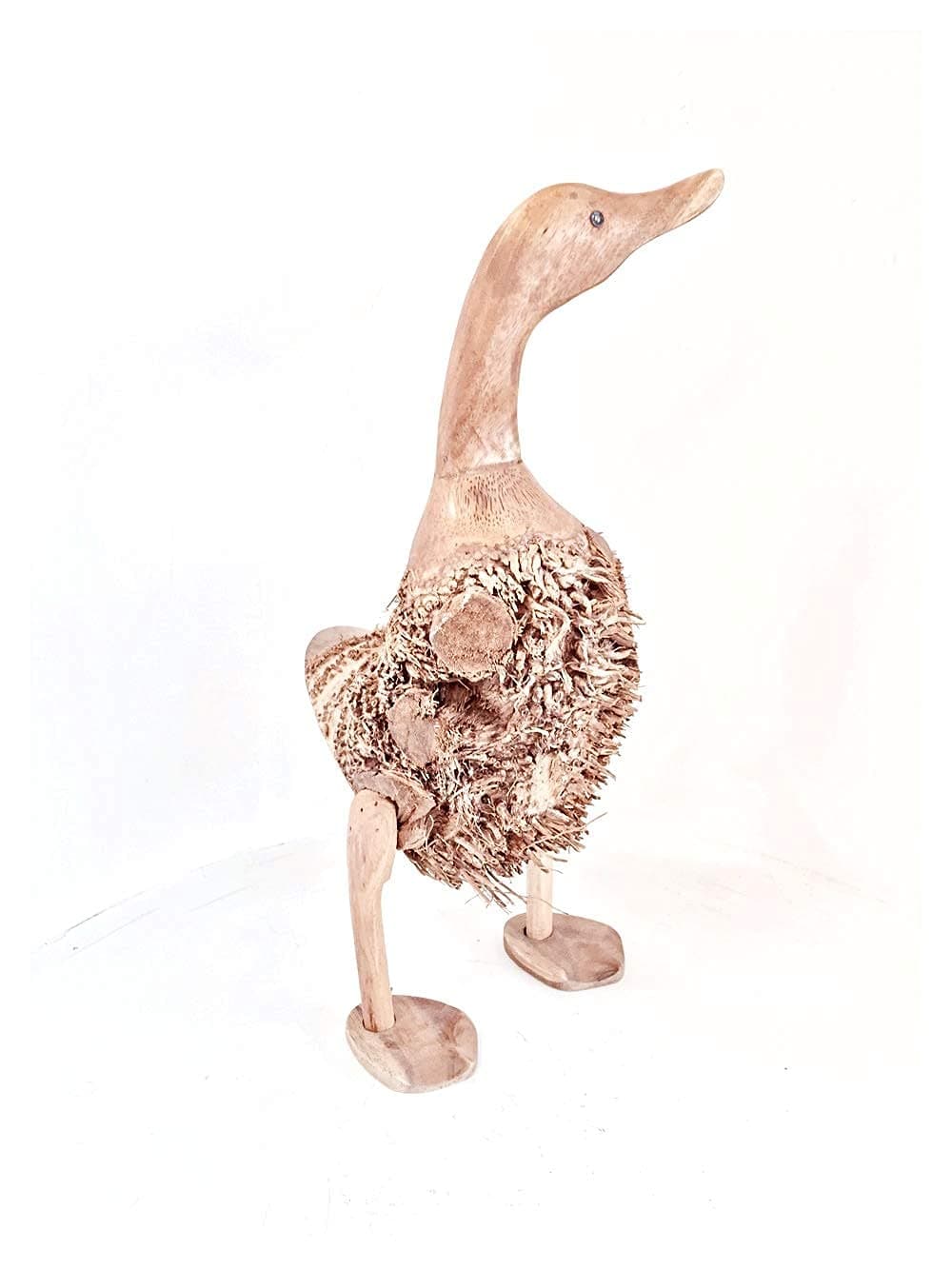 delightful contemporary Tall Standing Duck - carved from the roots of giant teak trees - 46cm tall!