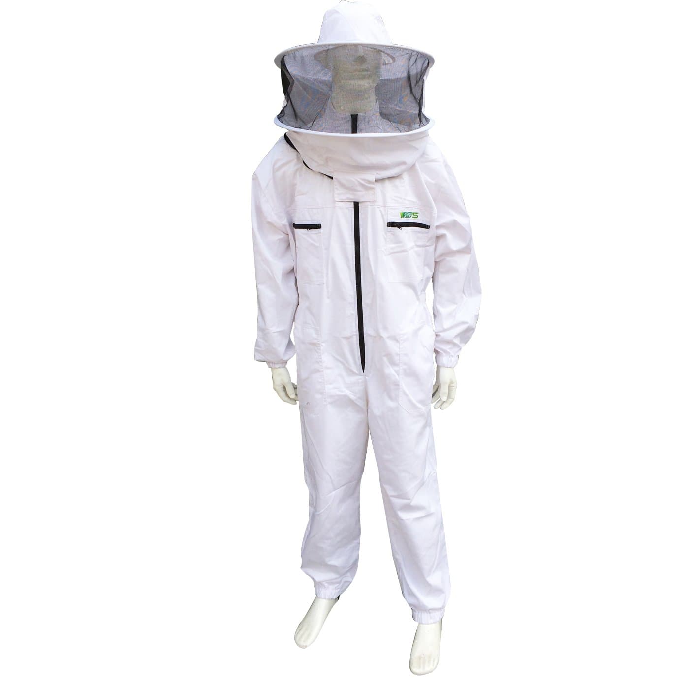 WANGSHI Thickened Type Underarm Zippered 100% Cotton Air-Through Lightweight Beekeeping Suit with Hat-Veil Combo Beekeeper Protection Clothing Suit Beekeeping Clothes (XXX-Large)