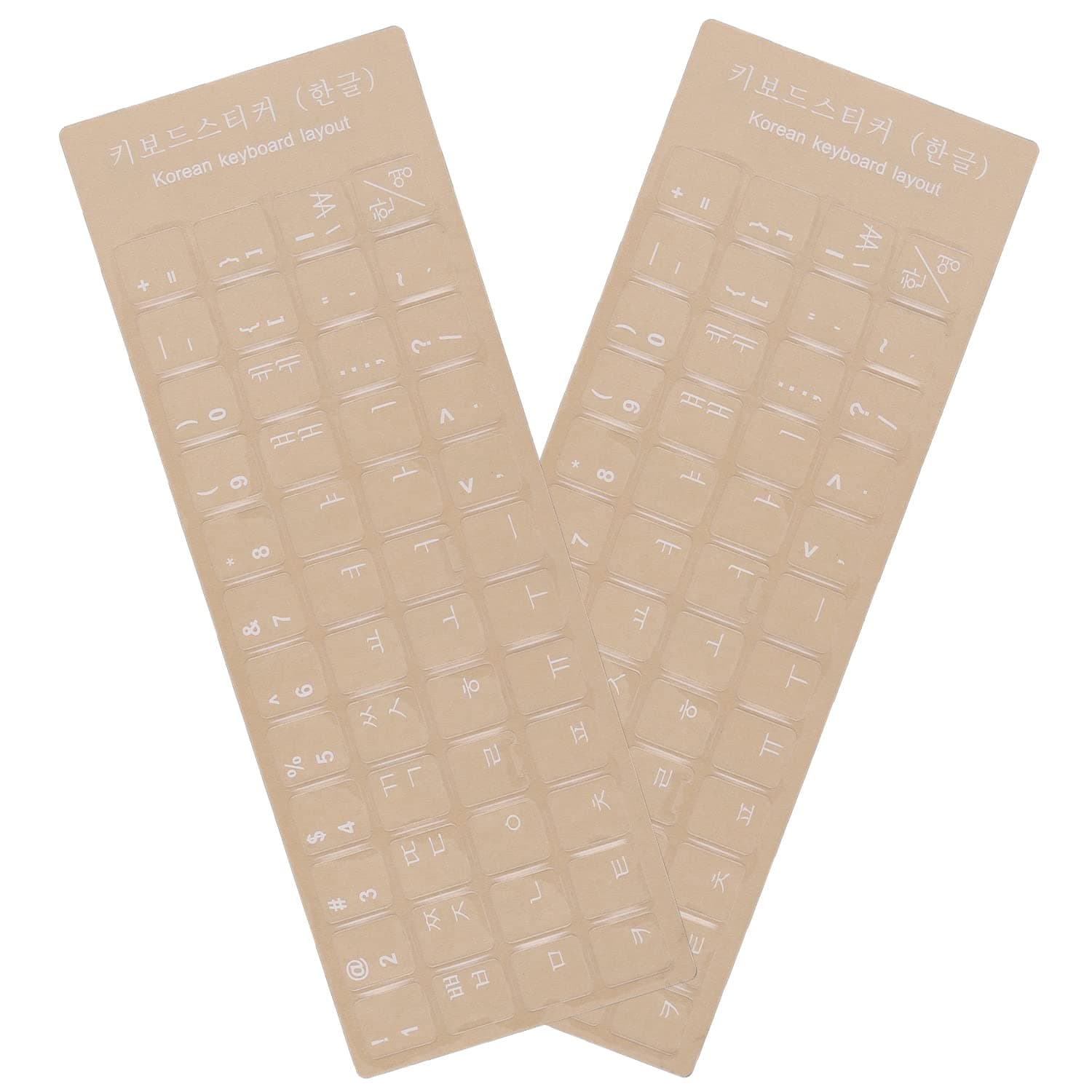 2 Pack Universal Korean Keyboard Stickers Transparent Background, Transparent Background with White Lettering for Computer Laptop Notebook Desktop, Replacement Computer Keyboard Stickers (Korean).