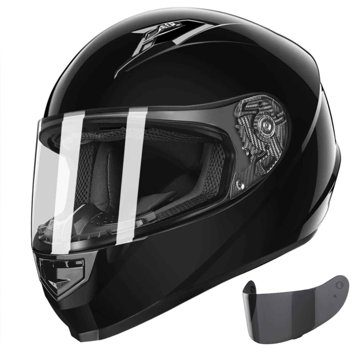 GLX GX11 Compact Motorcycle Helmet - Black, Small - Full Face w/ Tinted Visor, DOT Approved