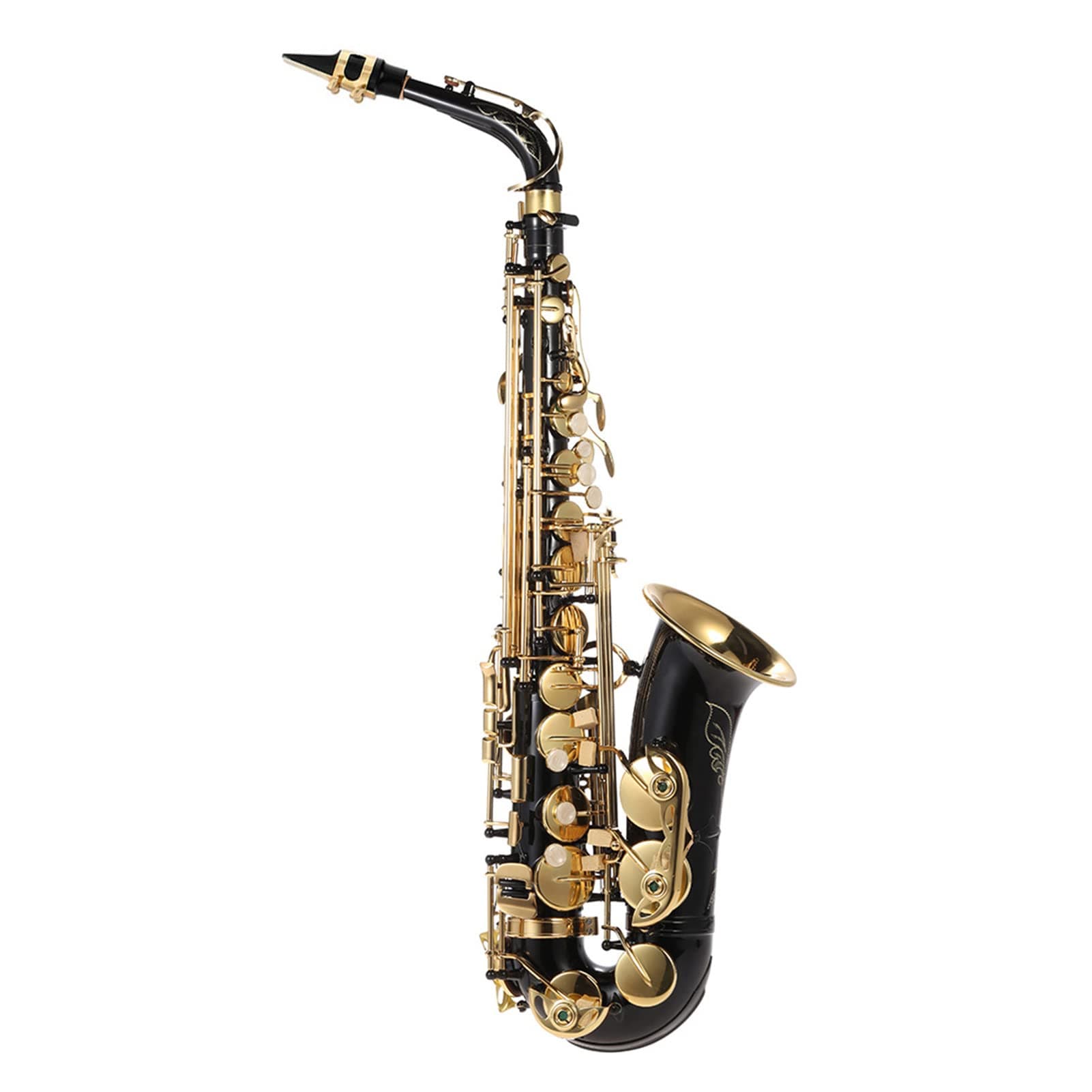 Eb Alto Saxophone Brass Lacquered Gold E Flat Sax 82Z Key Type Woodwind Instrument with Cleaning Brush Cloth Gloves Strap Padded Case