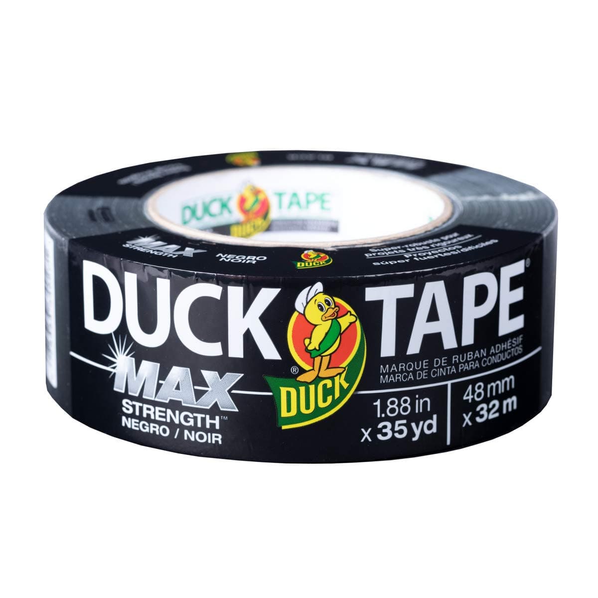 Duck Brand Max Strength Duct Tape - 1 Roll - Heavy Duty Hold - 1.88 Inch x 35 Yards - Black (240867)