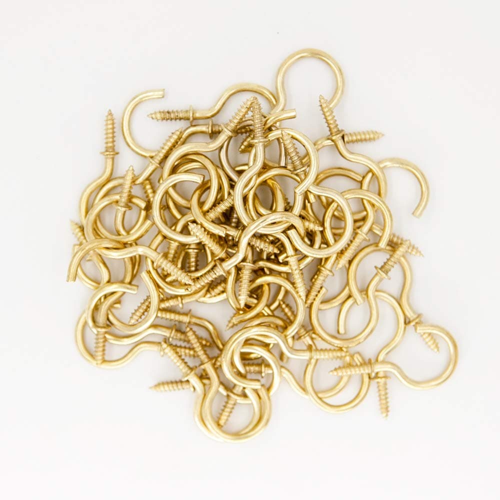 50-piece Zinc-plated Cup Hooks Screw Peg Self-drilling Hangers - Home Kitchen Bathroom Hat Coat Cabinet