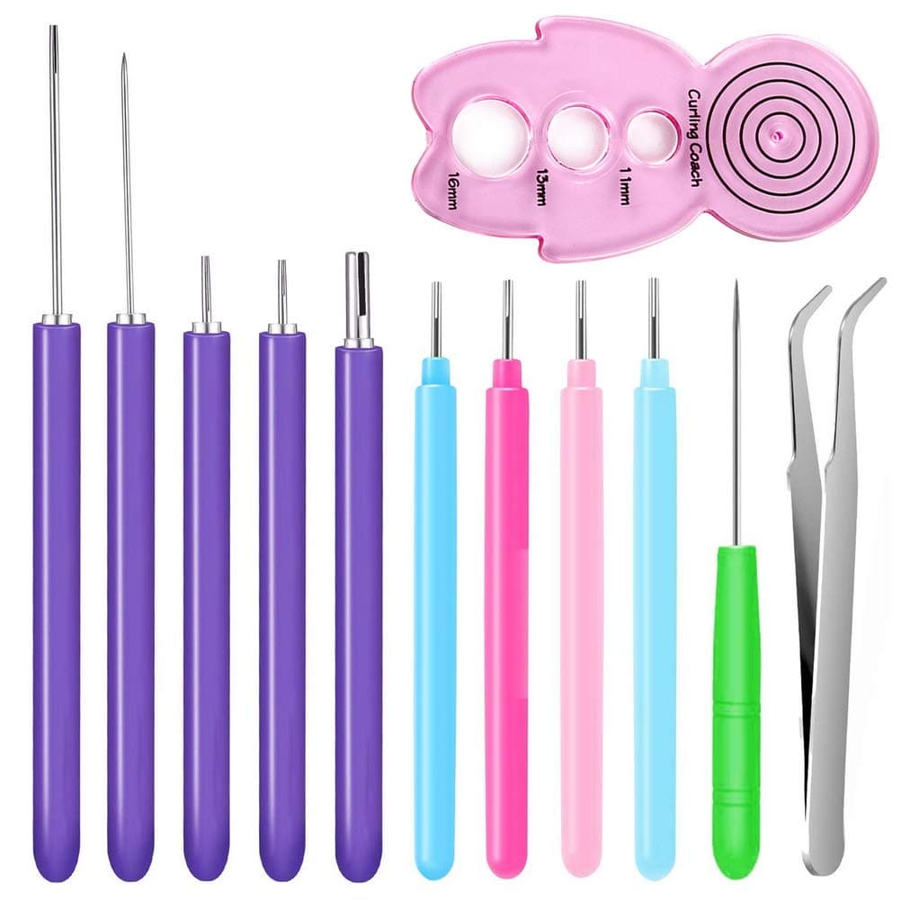 12 Pack Paper Quilling Tools Slotted Kit, Different Sizes Rolling Curling Quilling Needle Pen Paper Cardmaking Project Tools Set for Paper Flowers