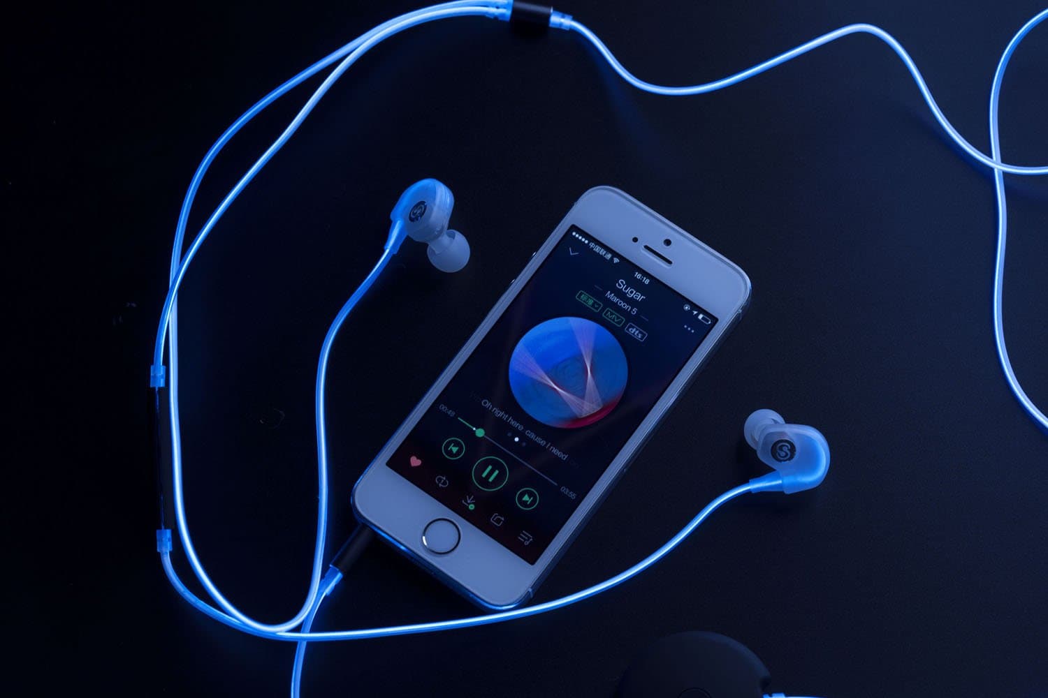 Sound Simple Laser Headphones(Not LED) With Mic and Volume Control for iPhone 6s/6 Plus 6s 6 5s 5, All 3.5mm Audio Enabled Devices Sports Running Biking Party Dancing Gifts (Blue)