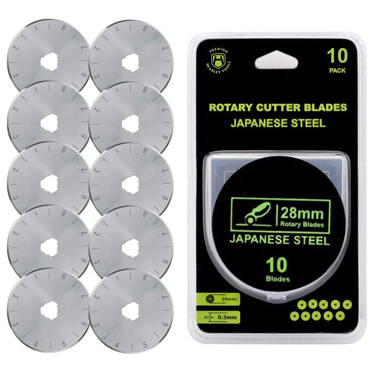 28mm Rotary Cutter Blades(Pack of 10) Fits Olfa Rotary Cutter and Fiskars Rotary Cutter