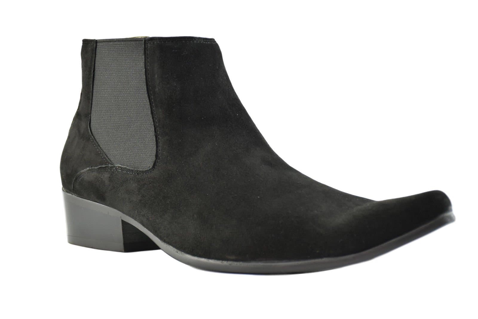 Black Suede Men's Winklepicker Chelsea Boots Pointed Ankle Boot
