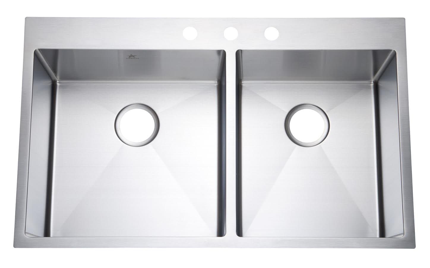Starstar 36 Inch Top-mount/Drop In 304 Stainless Steel Double Bowl Kitchen Sink 16 Gauge (60/40)