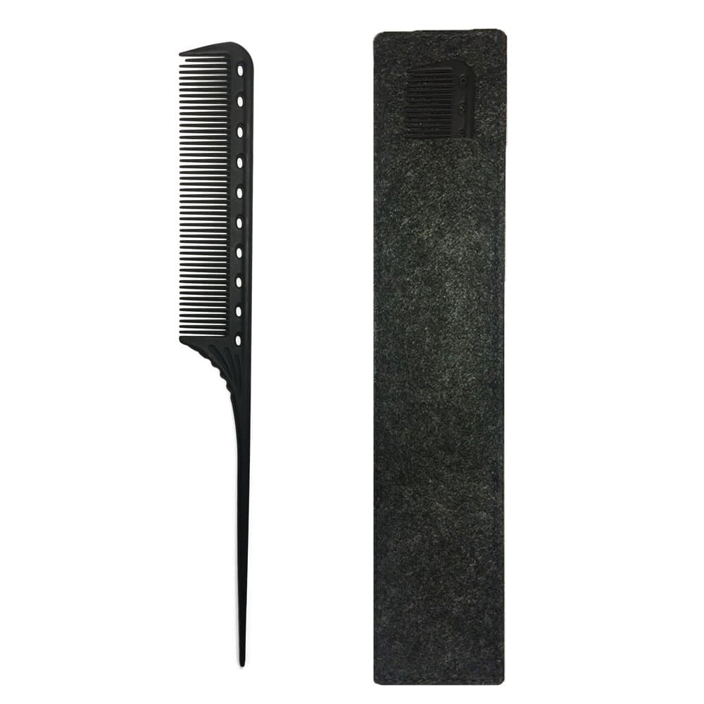 HYOUJIN 1239 Butterfly Carbon Rat tail Comb, 100% Anti-Static, 230℃ Heat Resistance Teasing Comb, Tail Comb for Professional Salon/Barber Sectioning