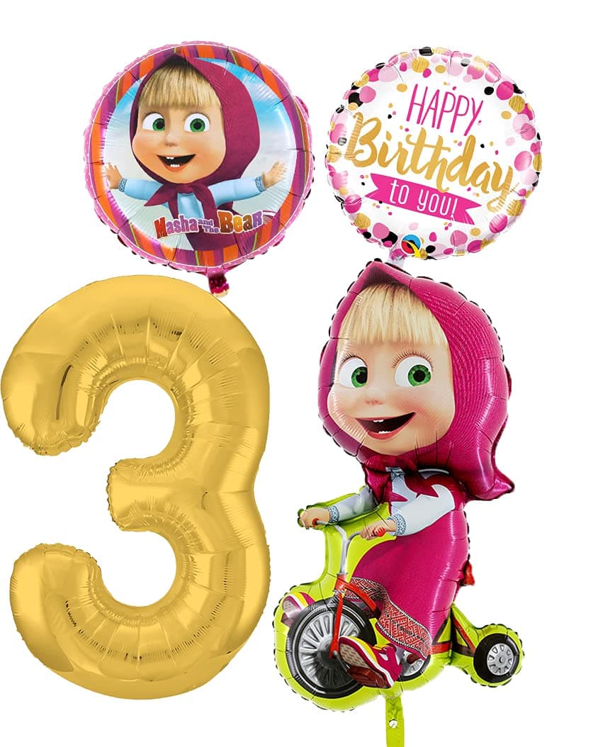 Colorful Balloons Set for Birthday 3 Years y el Oso