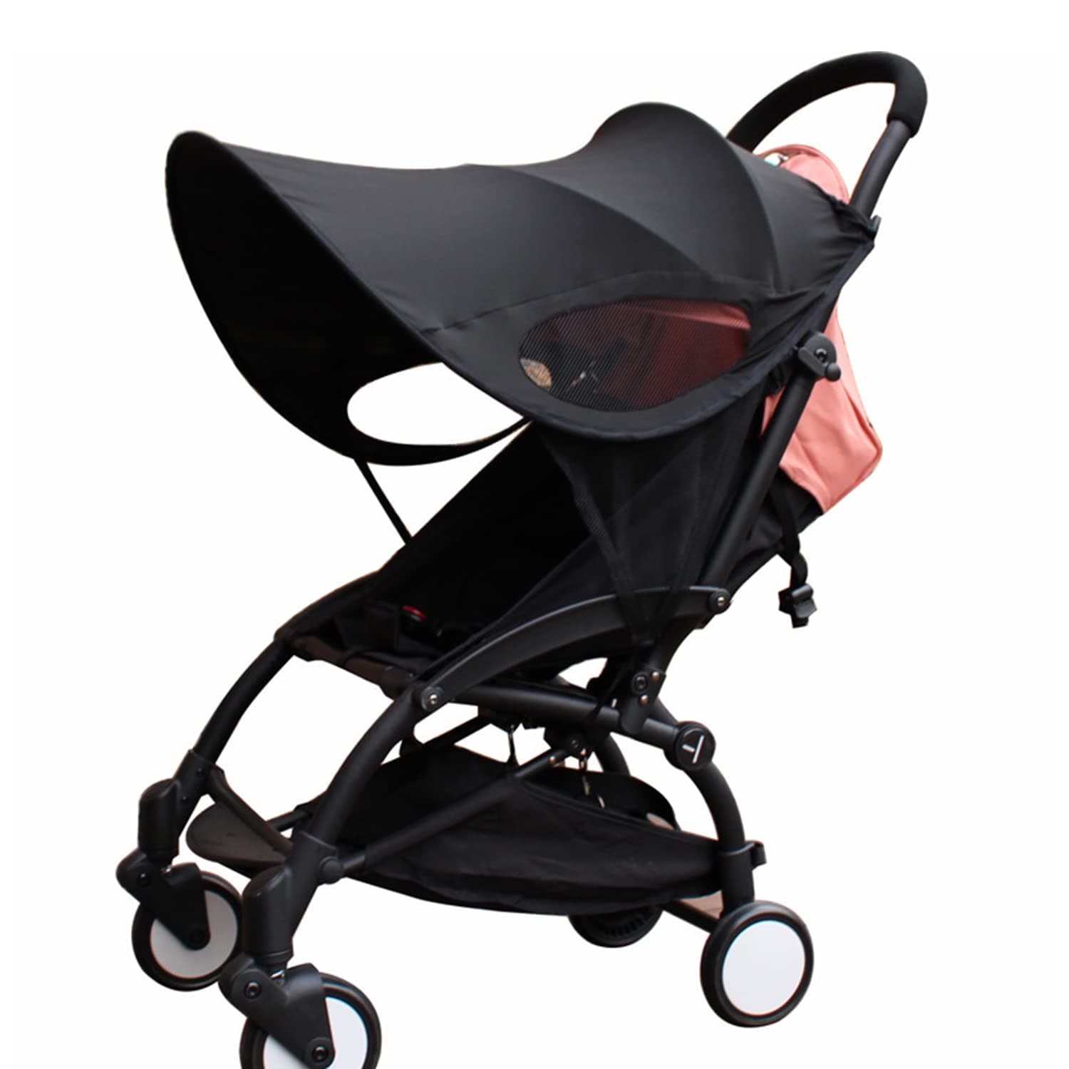 Pram Sun Shade Cover Universal Baby Stroller Awning UPF50+ Pram Buggy Canopy Waterproof Baby Carriage Shade Shield Foldable Adjustable Infant Pushchair Sun Visor Windproof Anti-UV Umbrella Canopy