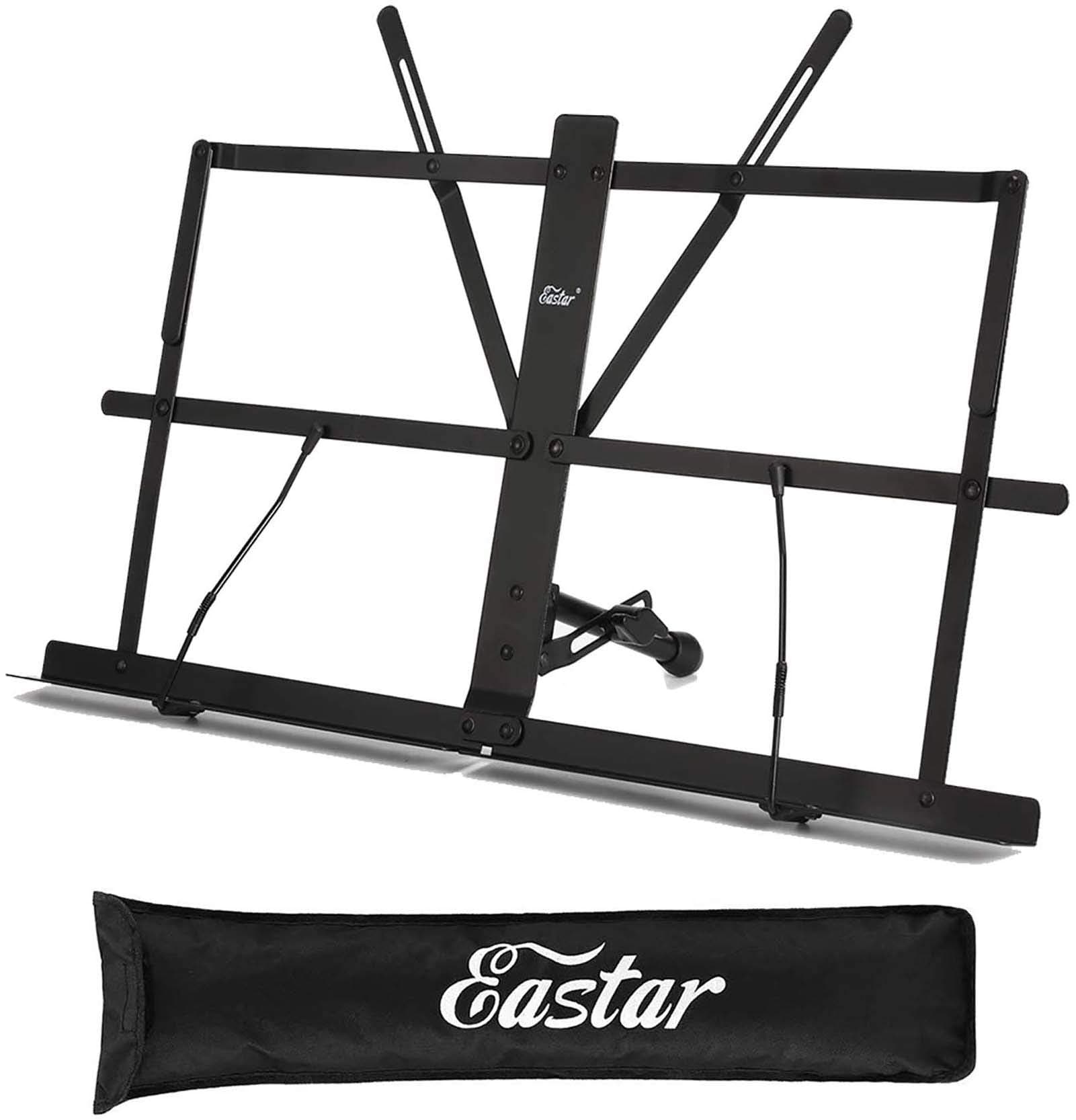 Eastar Tabletop Music Stand for Sheet Music ESMF-3, Table Top Desktop Book Stand Folding Portable Sheet Music Stand Adjustable Travel Music Holder Lightweight with Carrying Bag, Black
