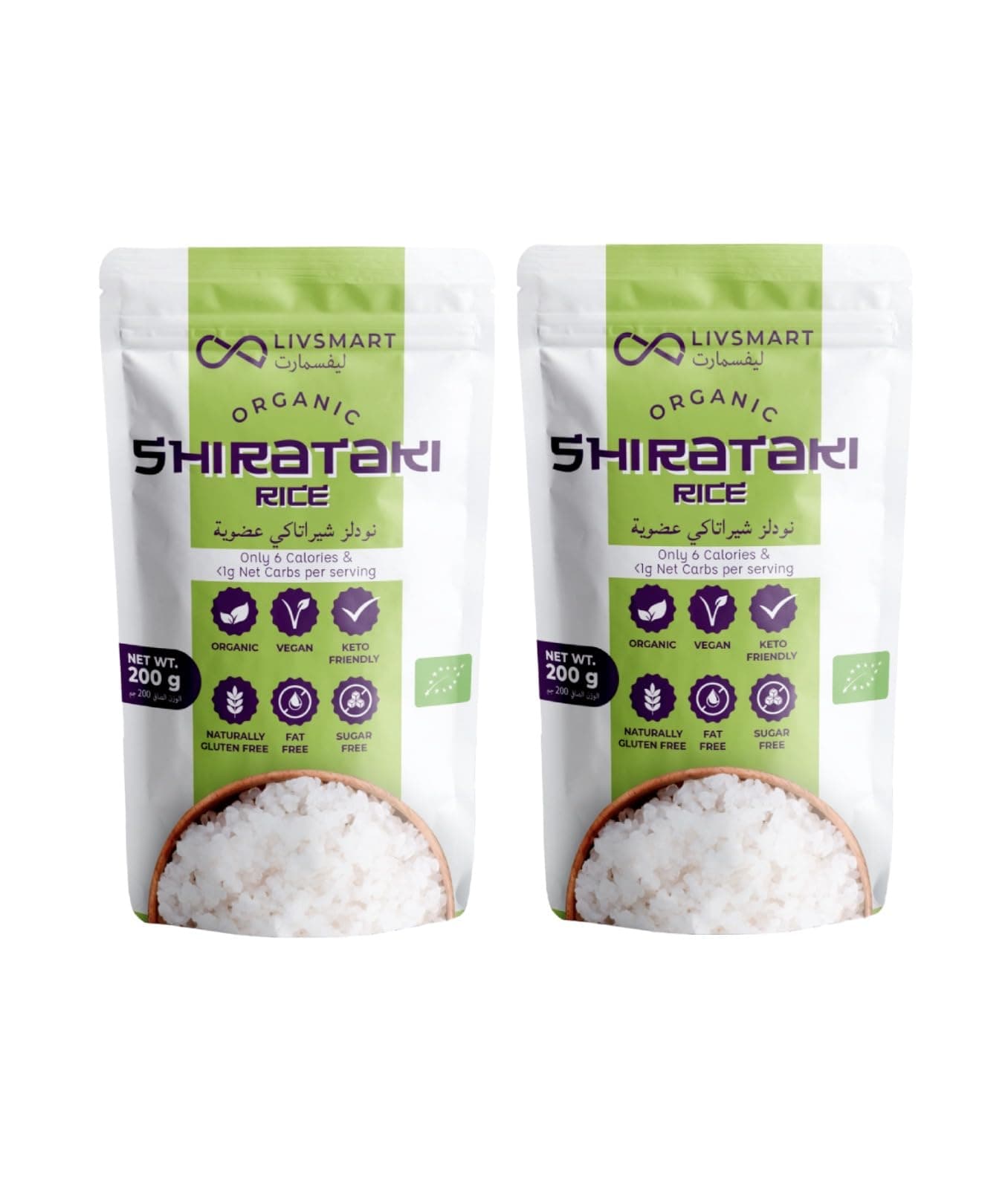 Livsmart Organic Shirataki (Konjac) Rice - Keto Rice 200g (Pack of 2)