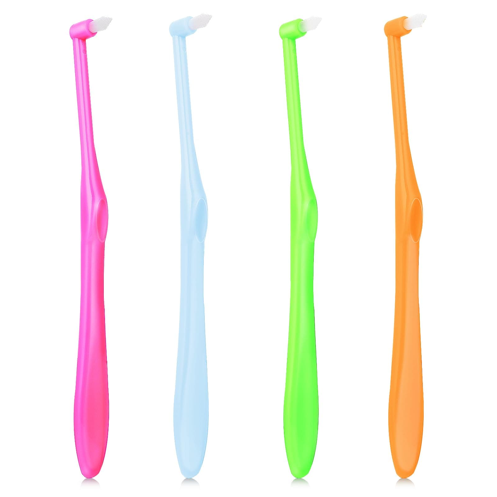 Ouligay 4PCS Tuft Toothbrush Single Tufted Toothbrush End-Tuft Trim Toothbrush Slim Interspace Teeth Brushes Soft Trim Toothbrush for Detail Cleaning