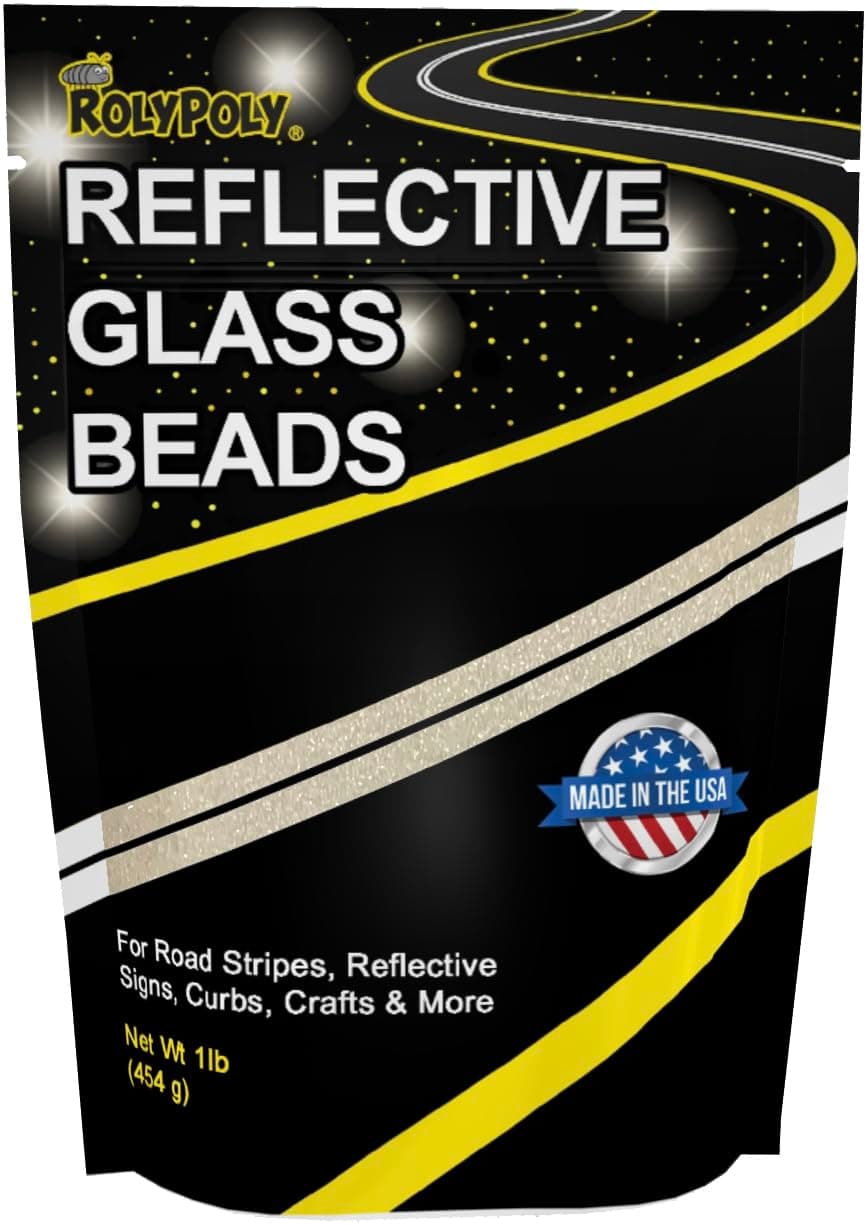 Reflective Glass Beads (0.5kg Bag) for Road Marking, Curb Paint, Traffic Paint, Pavement Striping, Parking Lots, Crosswalks, Driveways, Airports, Traffic Signs, Painting, Arts & Crafts