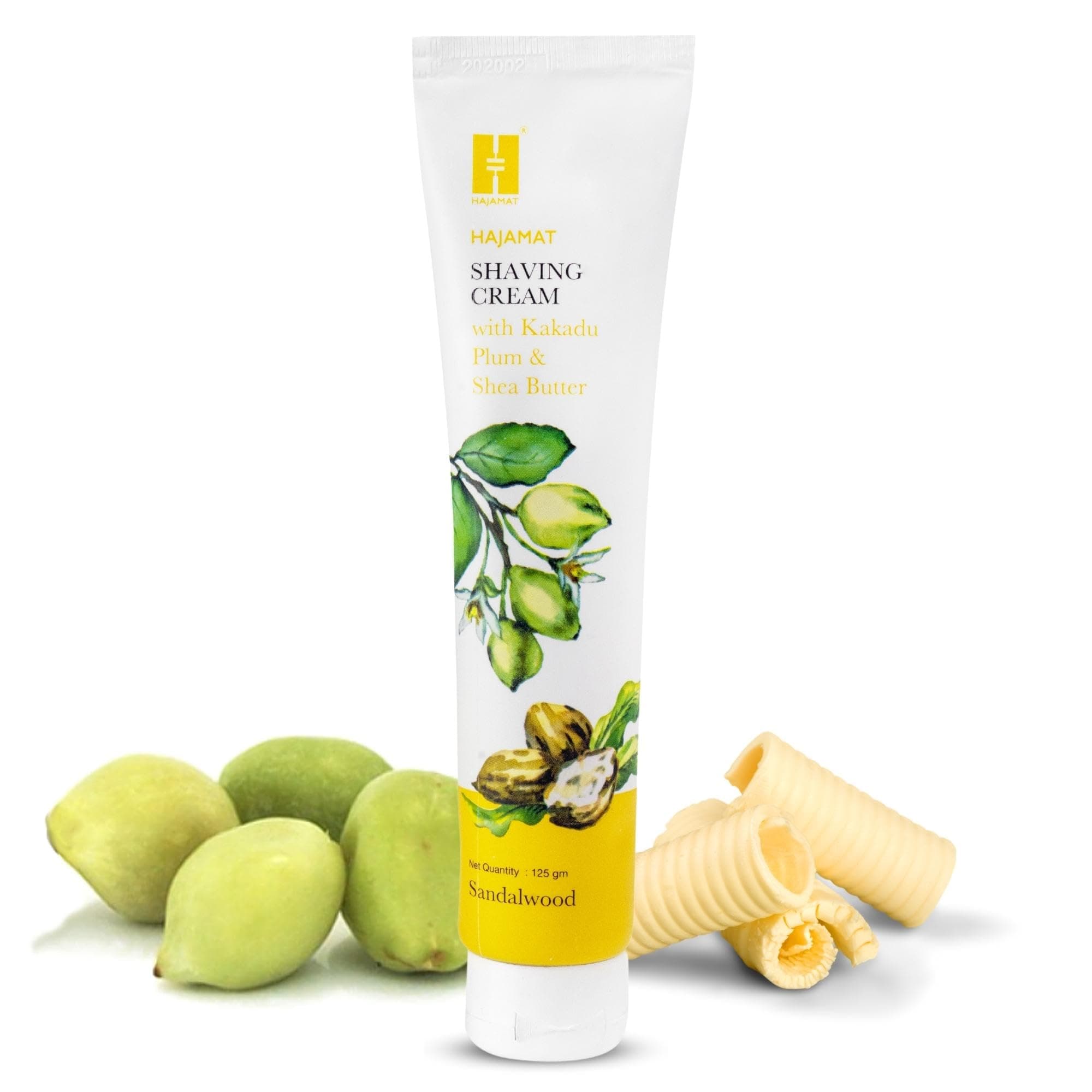 Hajamat Shaving Cream for Men | Natural Shaving cream - No Toxic Chemicals, SLS, Parabens | Best Shaving Cream with Shea Butter for premium shave experience | Fresh Herbal Sandalwood Scent | (125 gm)