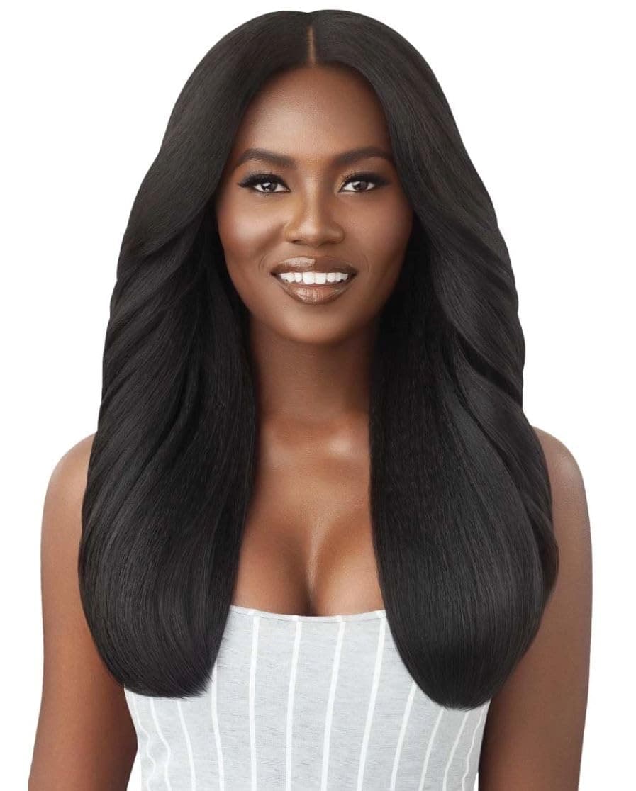 Big Beautiful Human Hair Blend U Part Cap Leave Out Wig - DOMINICAN BLOWOUT 22 (Natural Black)