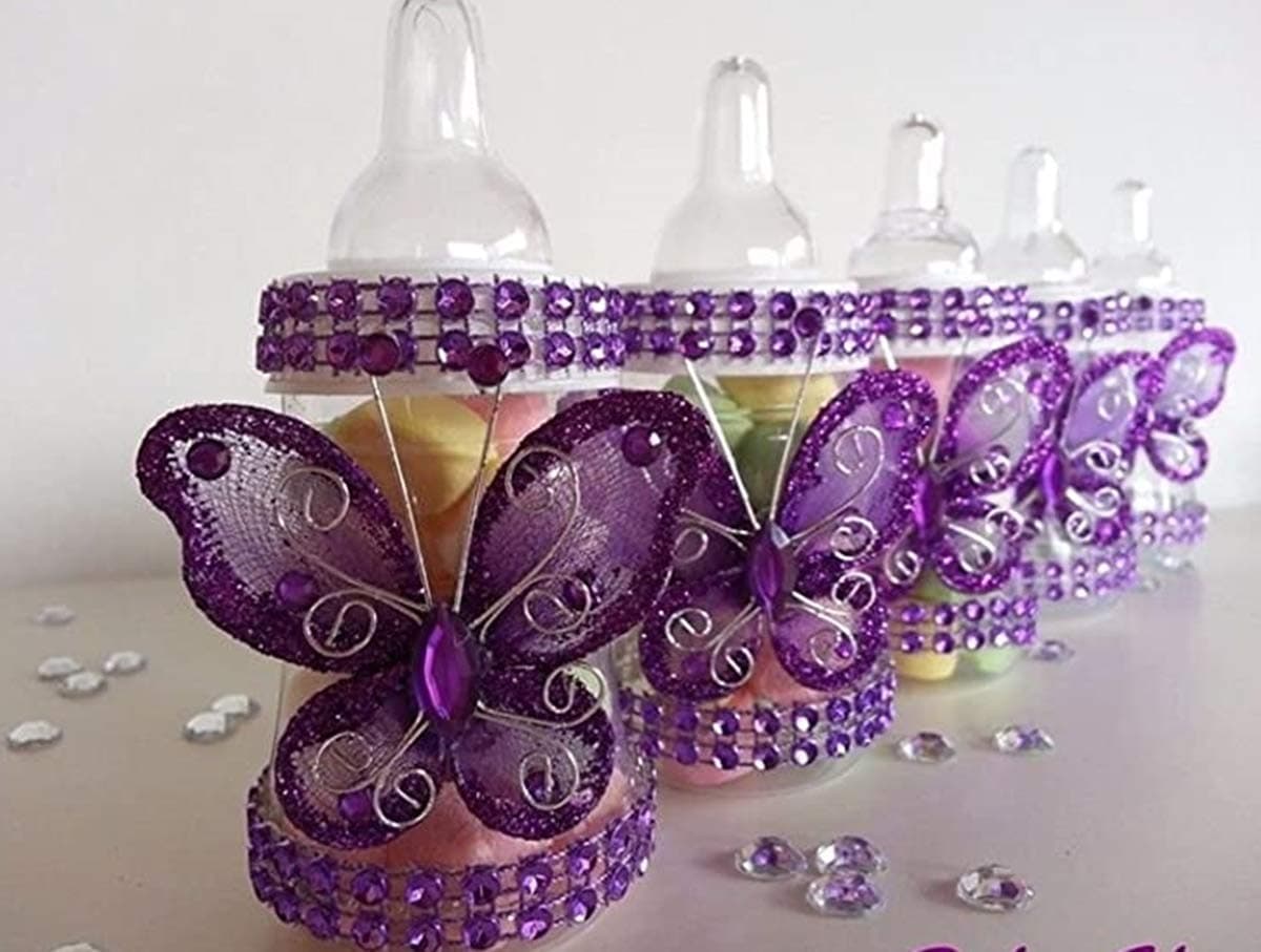 Babyy Shower 12 Purple Fillable Butterfly Bottles Favors Prizes Girl Decorations Laser Engraver and Cutter Machine