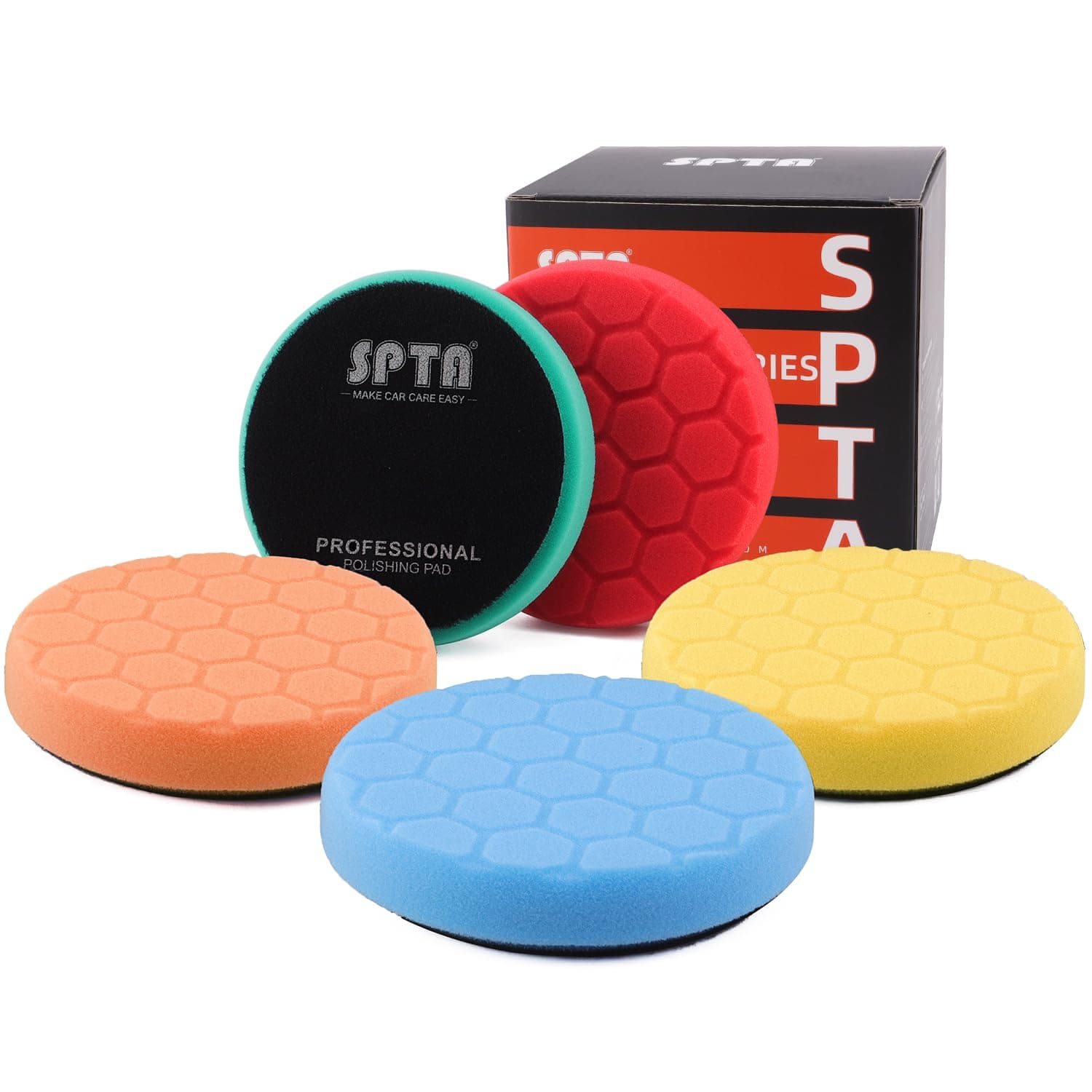 125 mm Polishing Pad Hex-Logic Polishing Sponges Wax Sponges Car Polishing Pad Polishing Pad Sponge Polishing Foam Set for Eccentric Polishing Machine Grinding Machine