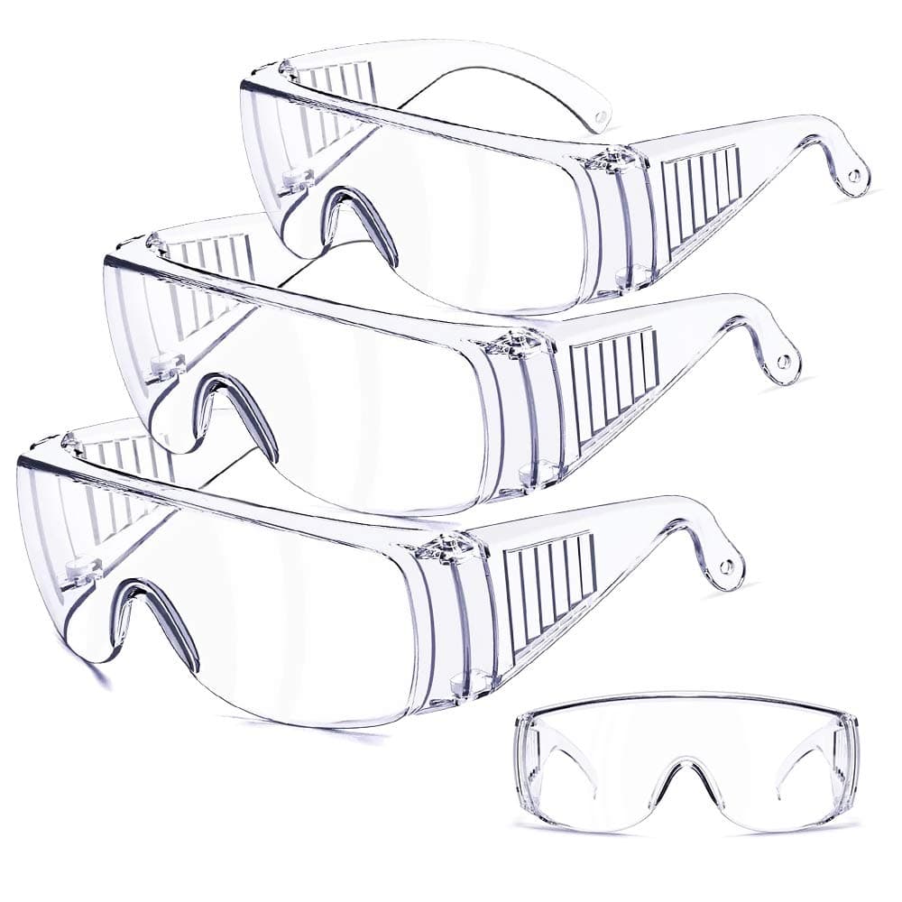 ONV 3 Pack Safety Glasses Over Eyeglasses Anti-Fog Safety Goggles Anti Dust Impact Scratch Resistant Chemical Splash Proof Clear Lens Anti-UV Eye Protection Goggles for Shooting Lab Work etc.