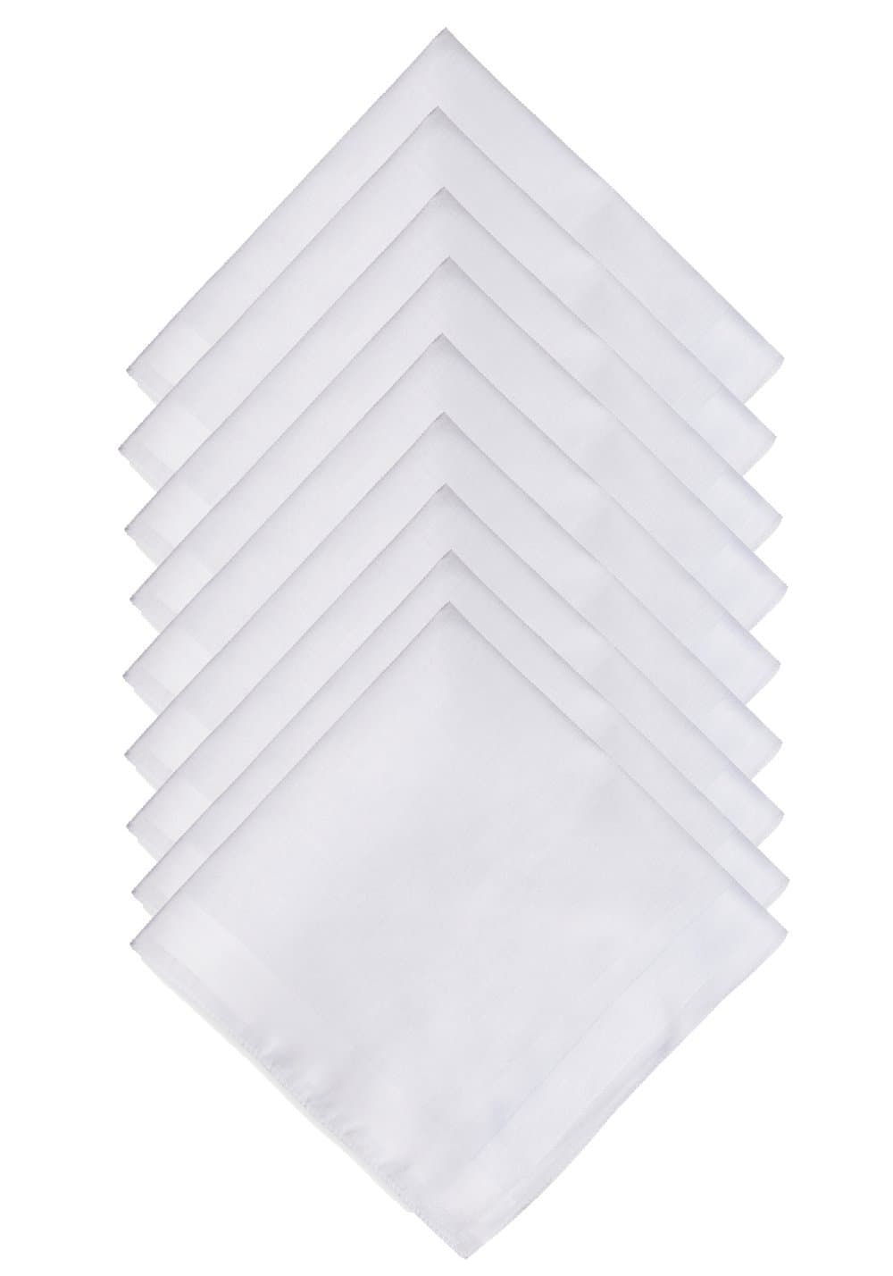 TFS Men's White Pure Cotton Handkerchiefs with Hem, Pack of 9 Pcs Hankies