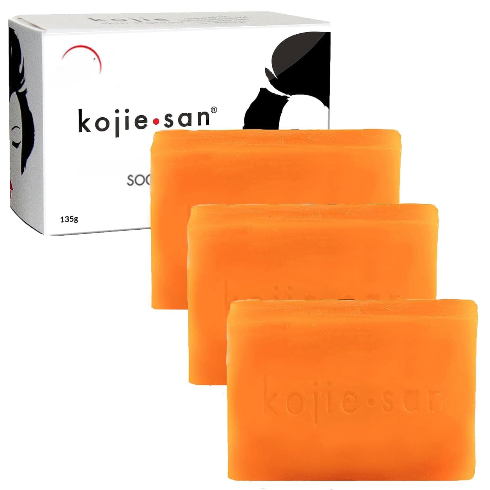 Kojie San Skin Brightening Soap - Original Kojic Acid Soap that Reduces Dark Spots, Hyperpigmentation, & Scars with Coconut & Tea Tree Oil - 135g x 3 Bars