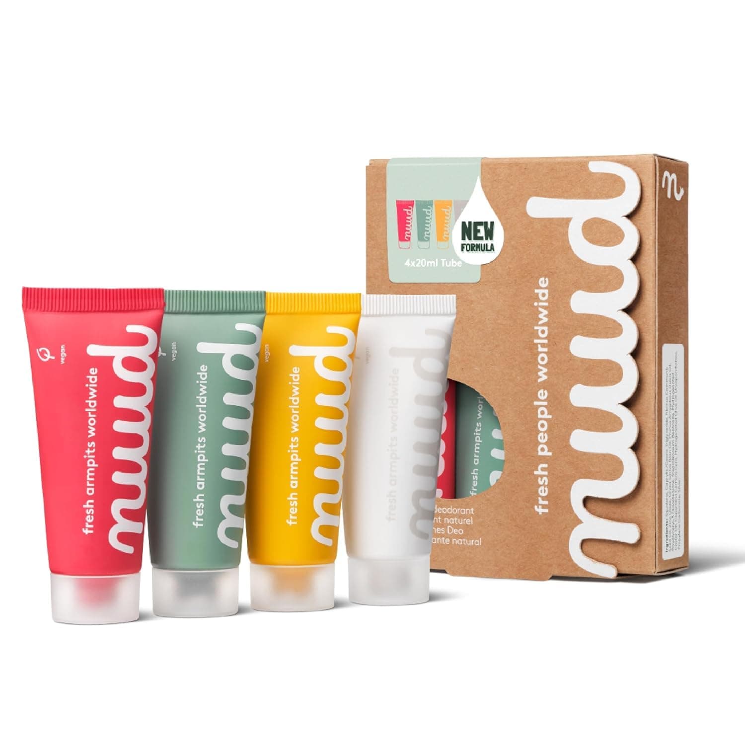 nuud Family Pack | 4 x 20ml | value deal | natural, vegan cream deodorant, effective for 3 days, no perfume, no aluminium, no alcohol, for women & men, 10 months supply, dermatologically approved.