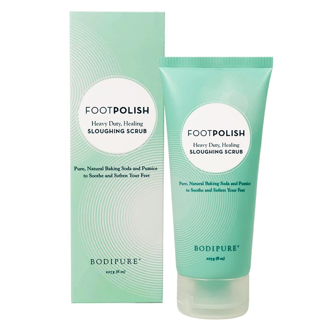 BodiPure Foot Polish with Multipurpose Use - Gently Exfoliating Skin, and Maintaining a Balanced pH Level, foot scrub for pedicure and foot care, 8 Ounce