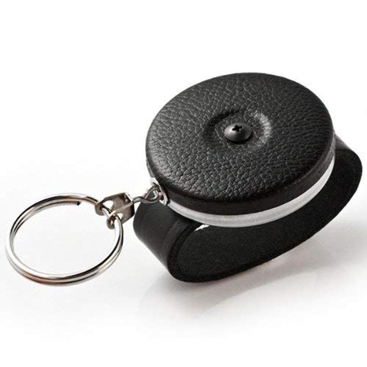 KEY-BAK DUTY-GEAR Retractable Key Holder with 24" Stainless Steel Chain, Chrome Front, 2.25" Leather Belt Loop, 8 oz. Retraction, Split Ring