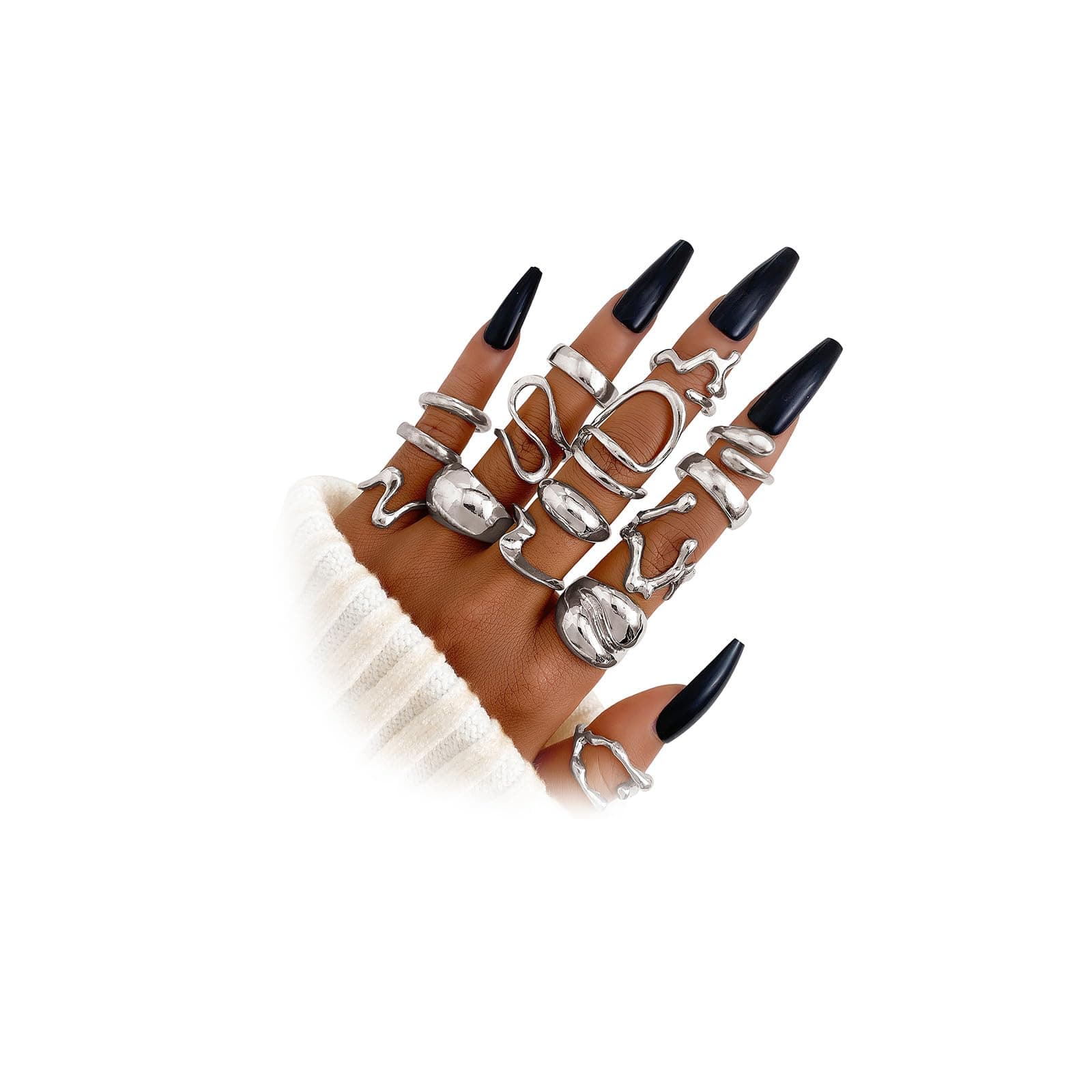 Gold Chunky Rings Set for Women 14k Gold Plated Thick Dome Stackable Open Rings Trendy Dainty Minimalist Jewelry Gifts