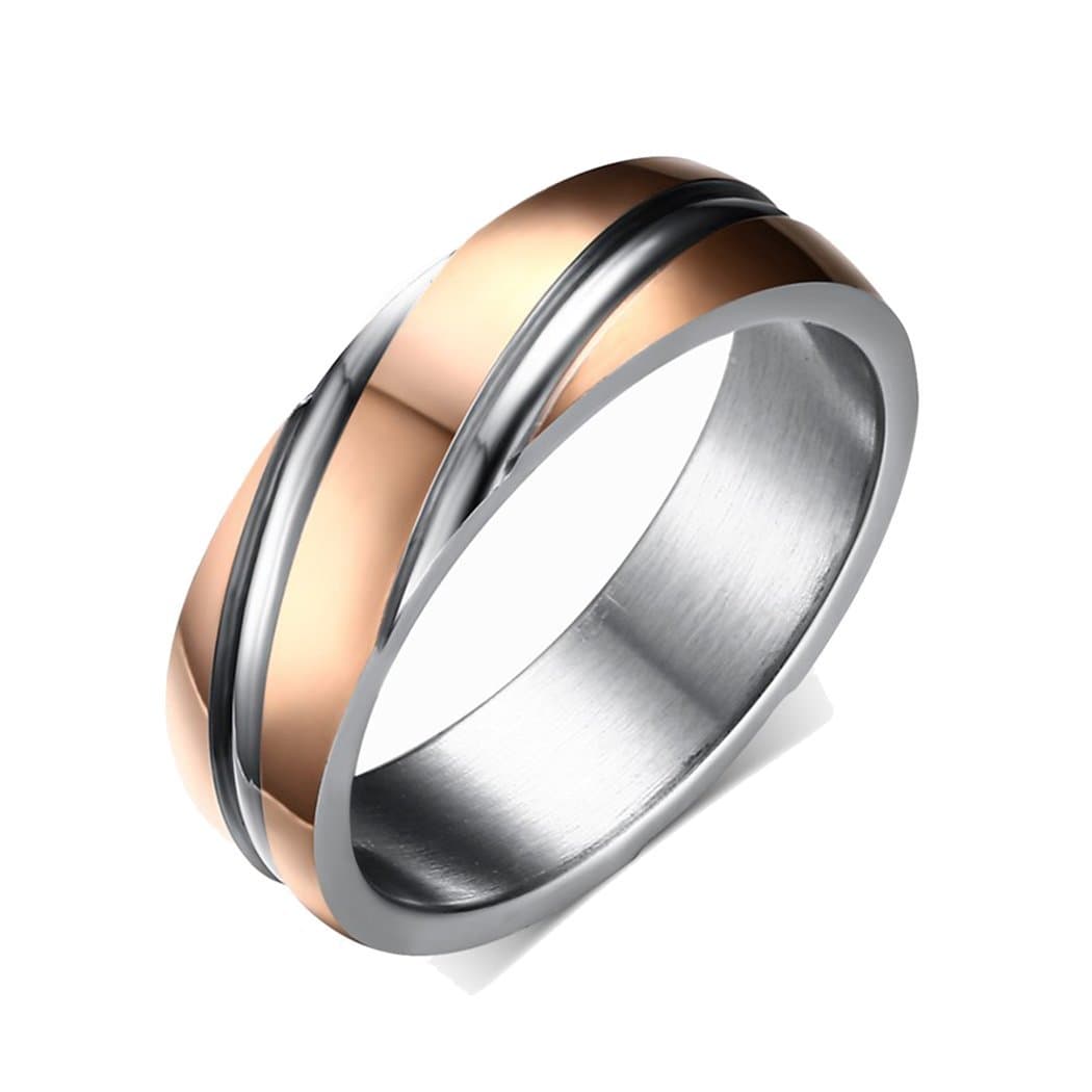 Time Pawnshop Simple Twill Titanium Steel Rose Gold Plated Men Ring