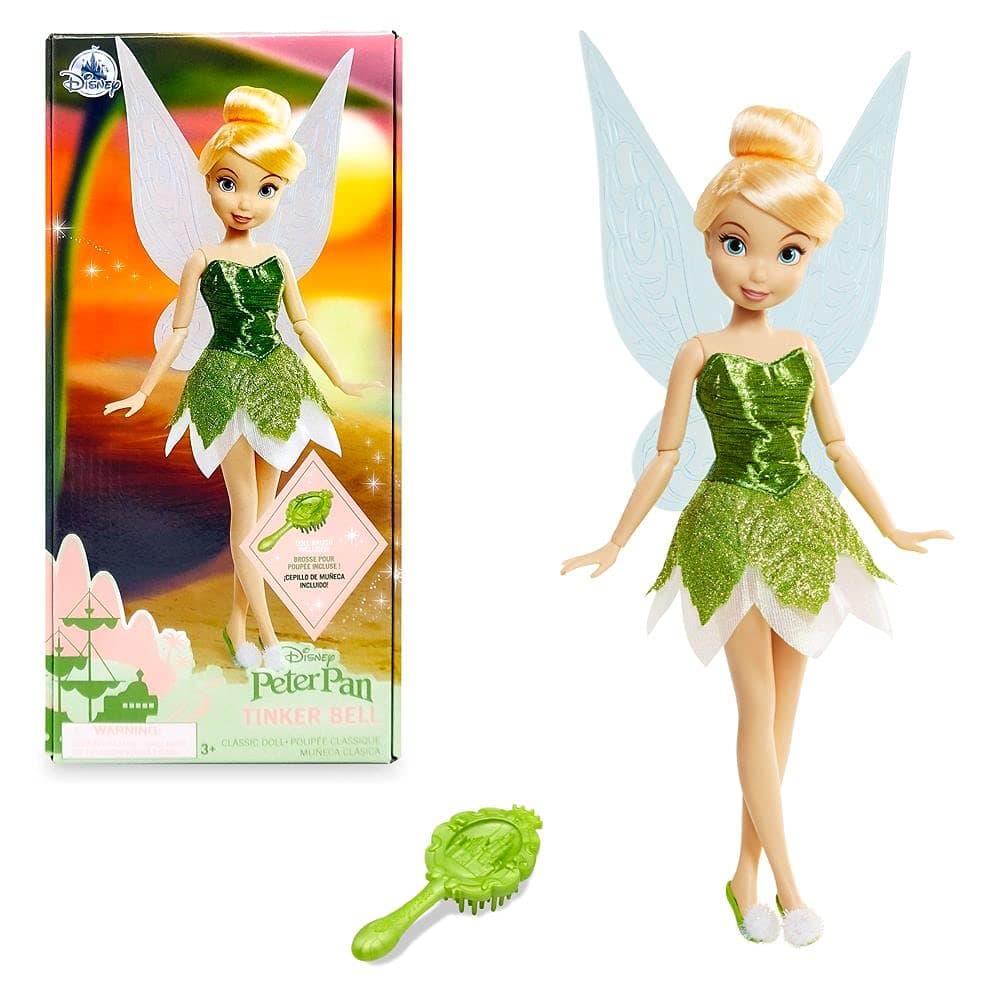 Official Disney Princess Classic Doll (Tinker Bell from Peter Pan), 11 Inches, Includes Brush with Molded Details, Fully Posable Toy in Classic Outfit - Disney Princess Toys for Girls