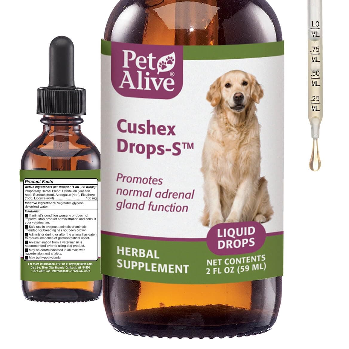 PetAlive Cushex Drops-S, Adrenal Gland Balance Herbal Pet Supplement, 2fl oz., 59ML