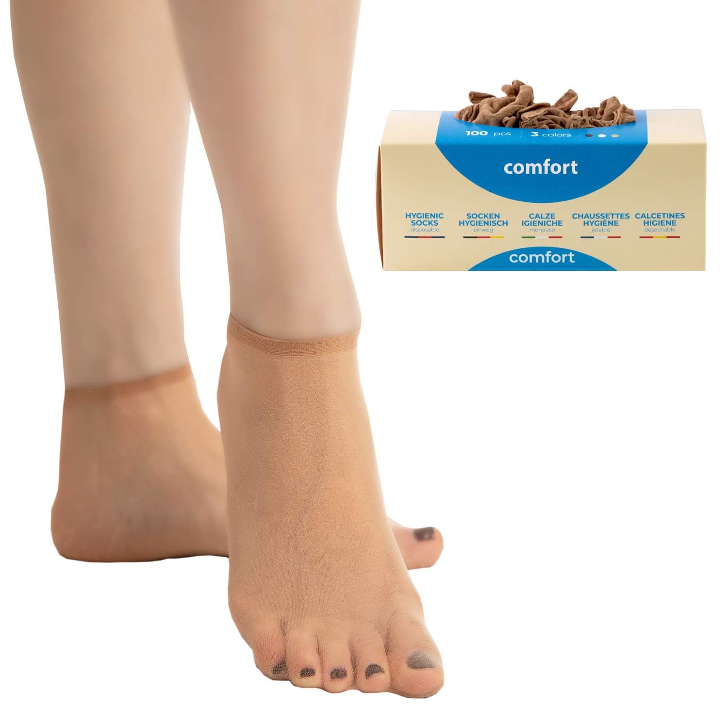 Disposable Hygienic Socks for Shoe Testing, Box of 100 Pieces, Comfort Line, Unisex, One Size