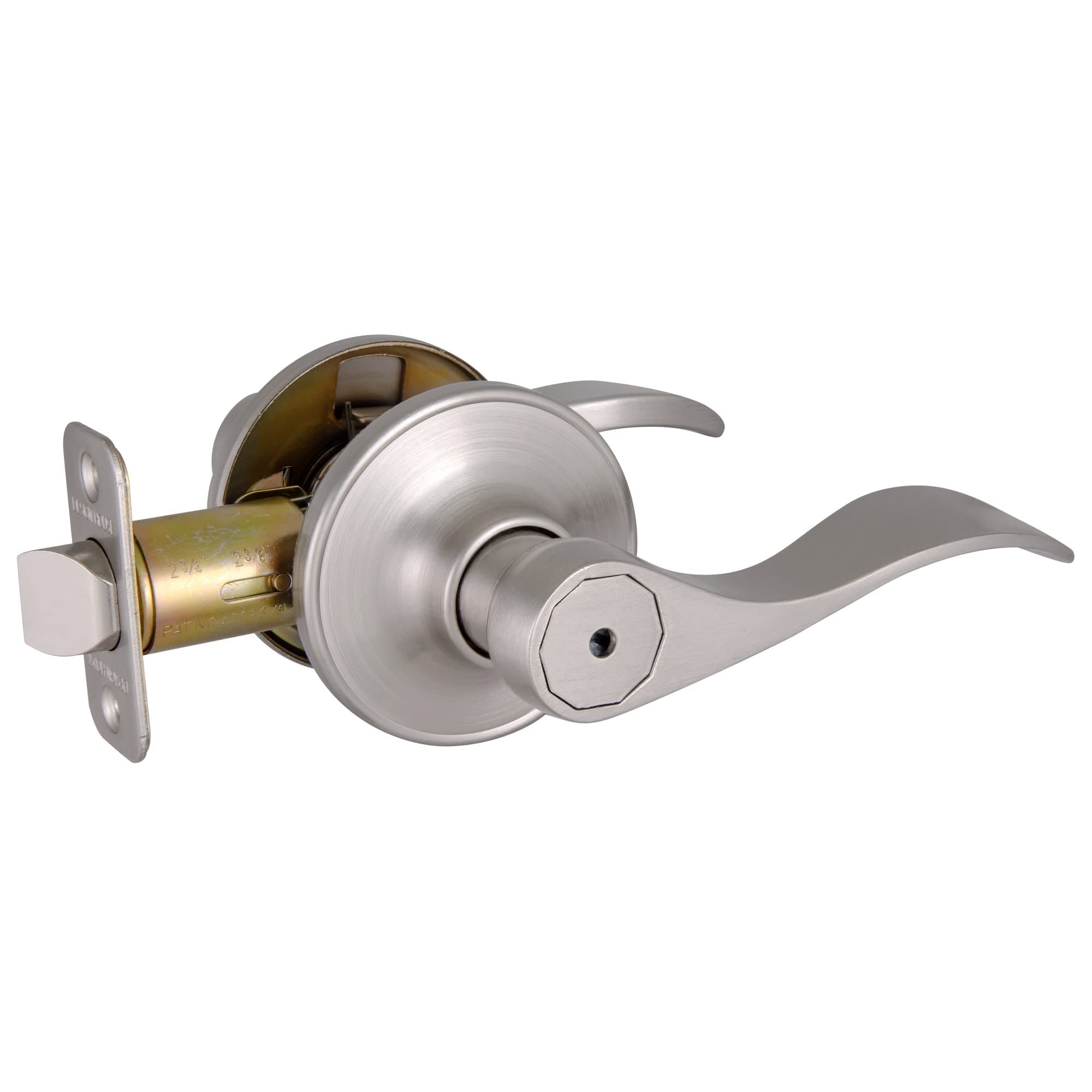 Springdale Privacy Door Lever for Bedrooms and Bathrooms, Fits Standard Doors, Satin Nickel, 700492