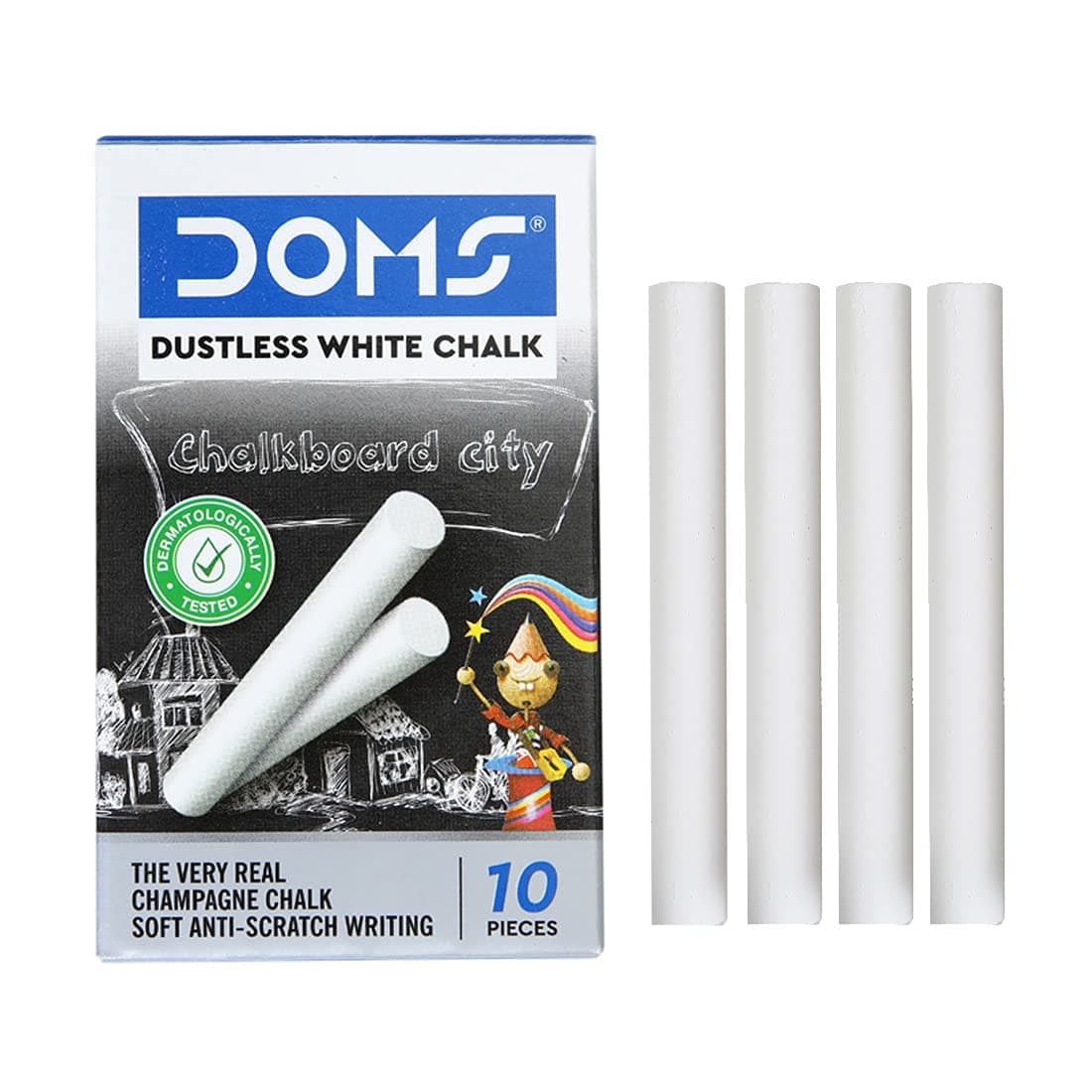 Doms 3486/3487 White Dustless Chalk Pack of 10