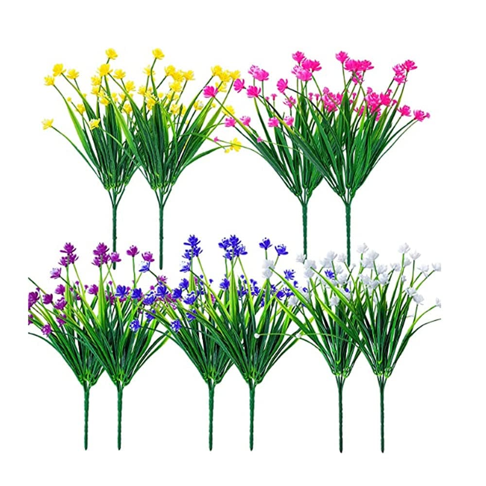 SUSUFAIRY Artificial Flowers Outdoor Decoration UV Resistant Fake Plastic Plants Outside Indoor Hanging Faux Greenery Shrubs Arrangement for Vase Porch Window Box Patio Wedding Home 4 Pack (Pink)