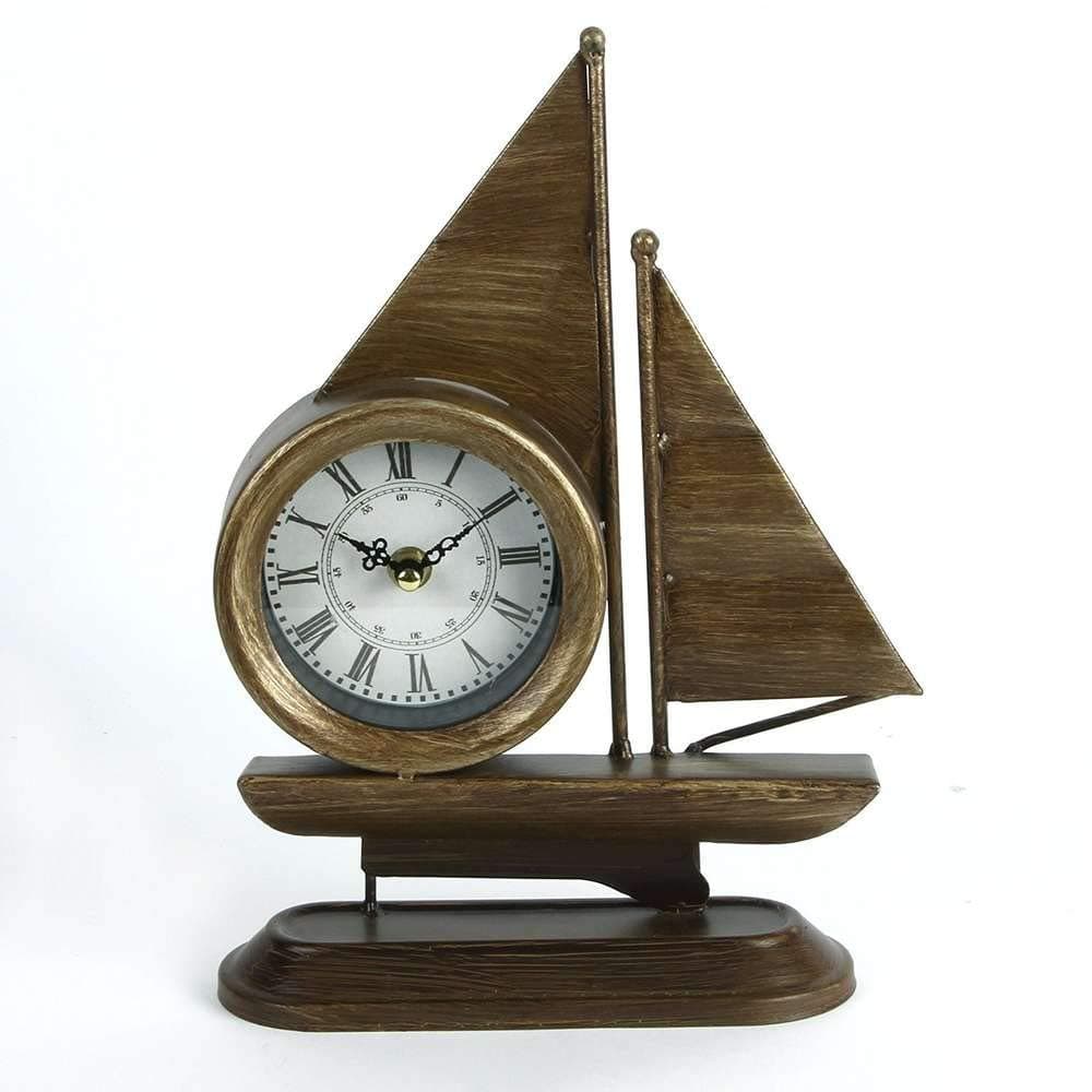 Large Metal Nautical Sailing Boat Mantel Clock