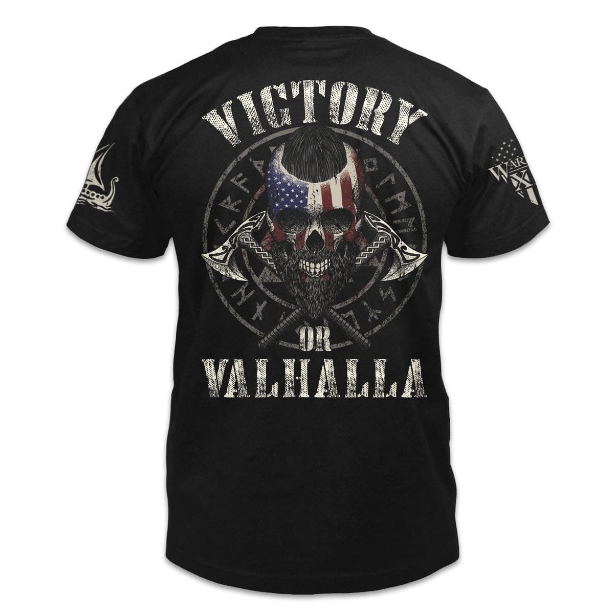 Victory or Valhalla T-Shirt Patriotic Tribute Tee | American Pride Veteran Support Shirt | 100% Cotton Military Apparel