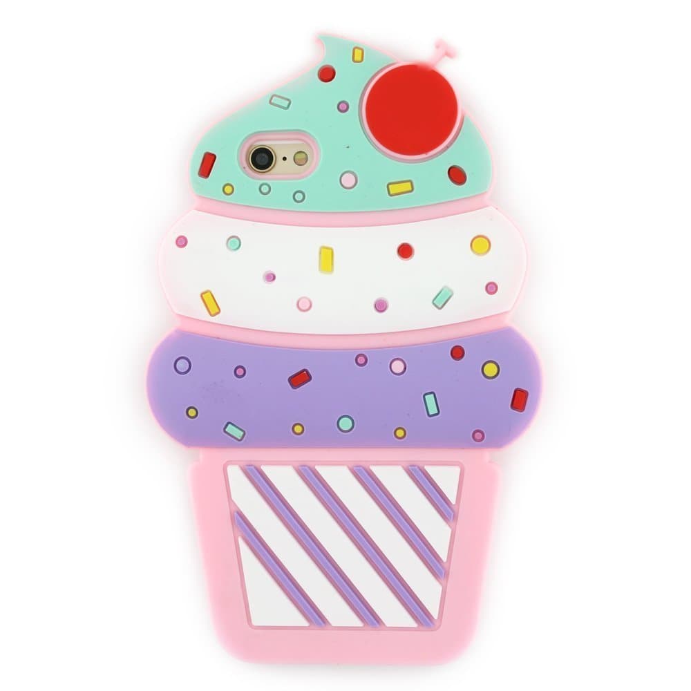 DiDicose iPhone 8 Plus Case, iPhone 8 Plus Cute Cartoon Silicone Case,3D Cartoon Animal Pink Cherry Ice Cream Kitty Silicone Rubber Phone Case Cover for Apple iPhone 8 Plus 5.5 inch