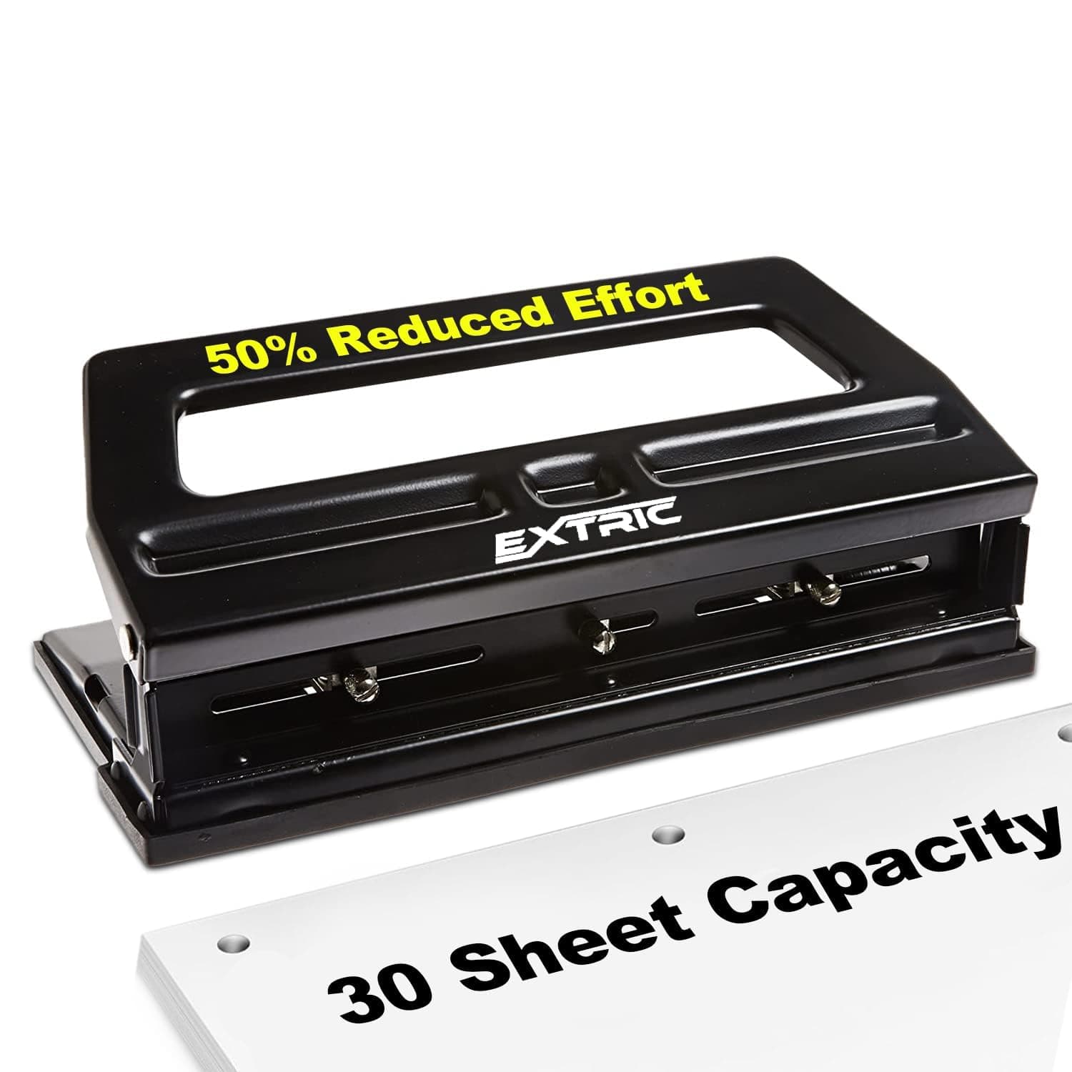 Heavy Duty 3 Hole Punch Heavy Duty Adjustable 3 Hole Punch 30 Sheet Capacity Hole Puncher Black Metal Hole Puncher 3 Ring